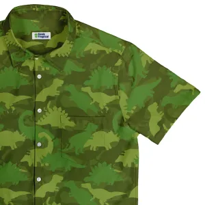 Dinosaur Khaki Army Dinosaur Green Button Up Shirt