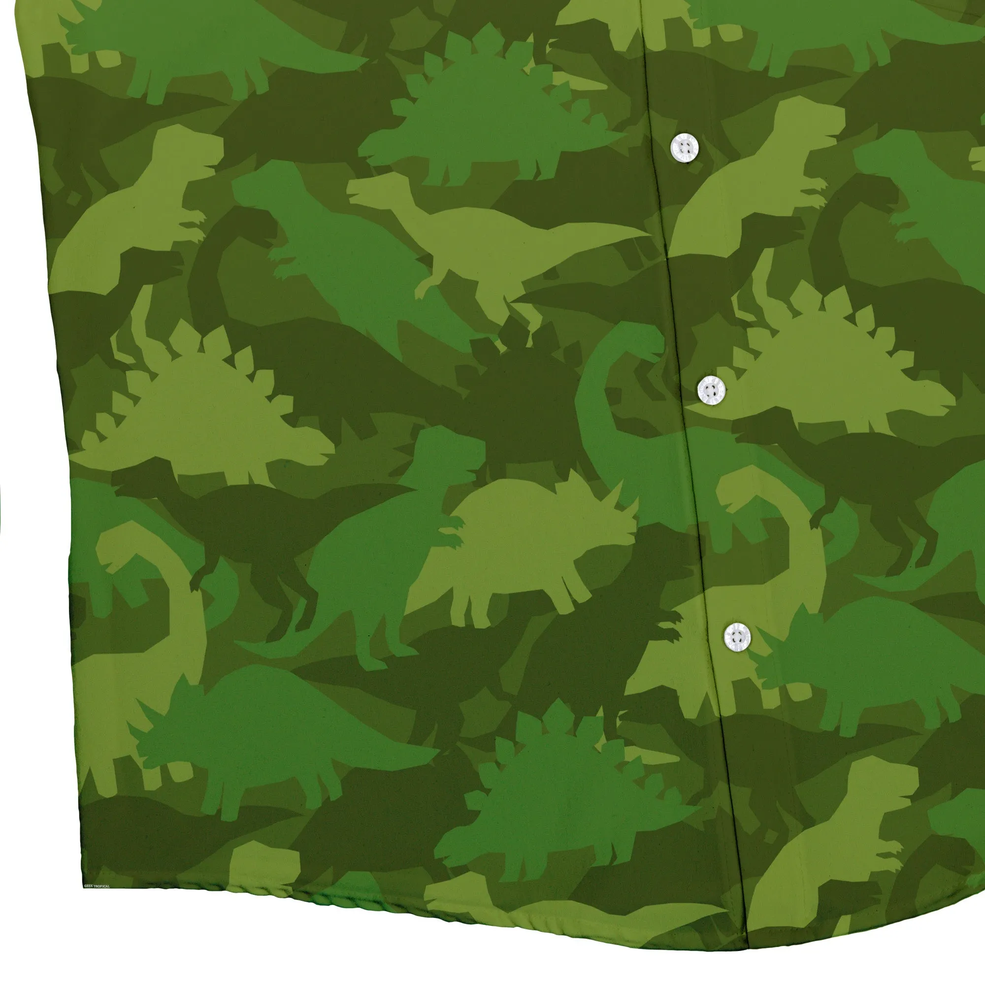 Dinosaur Khaki Army Dinosaur Green Button Up Shirt