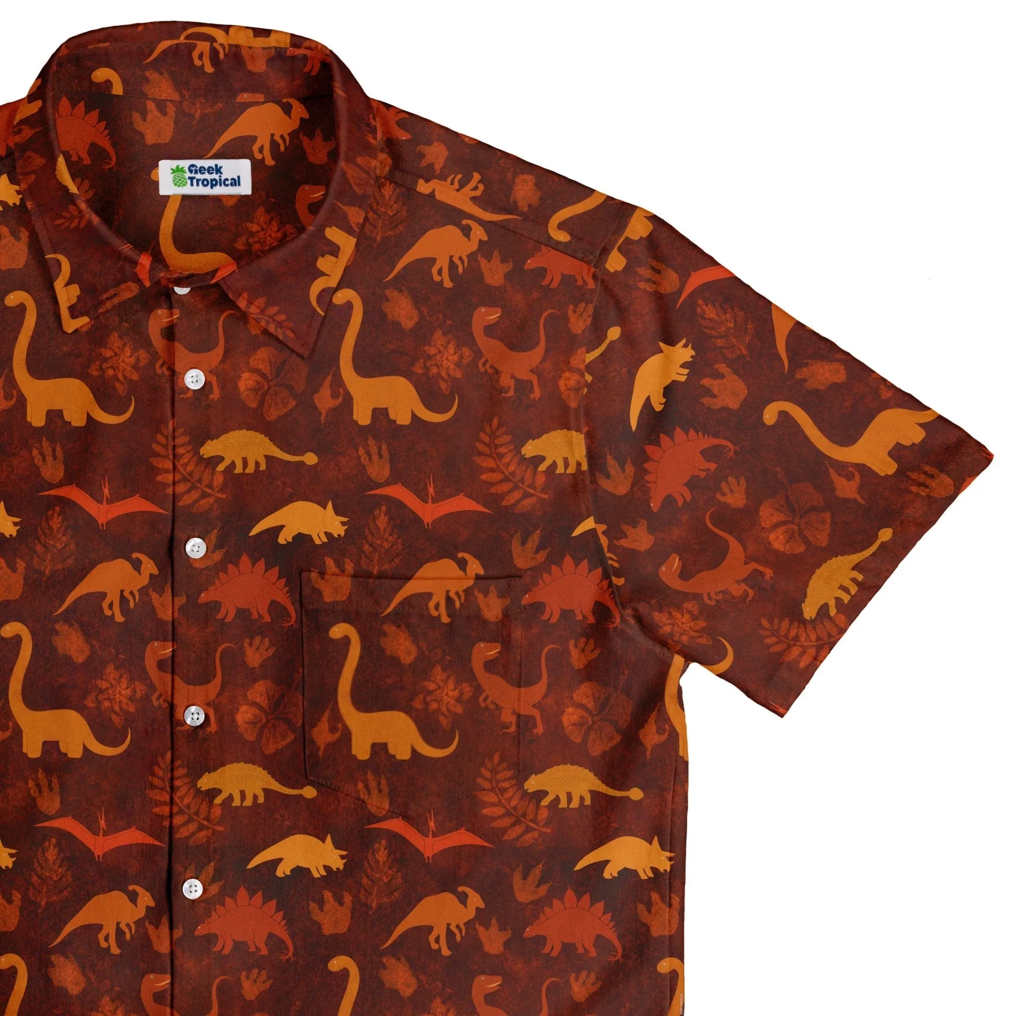 Dinosaur Tropical Fall Sunset Button Up Shirt