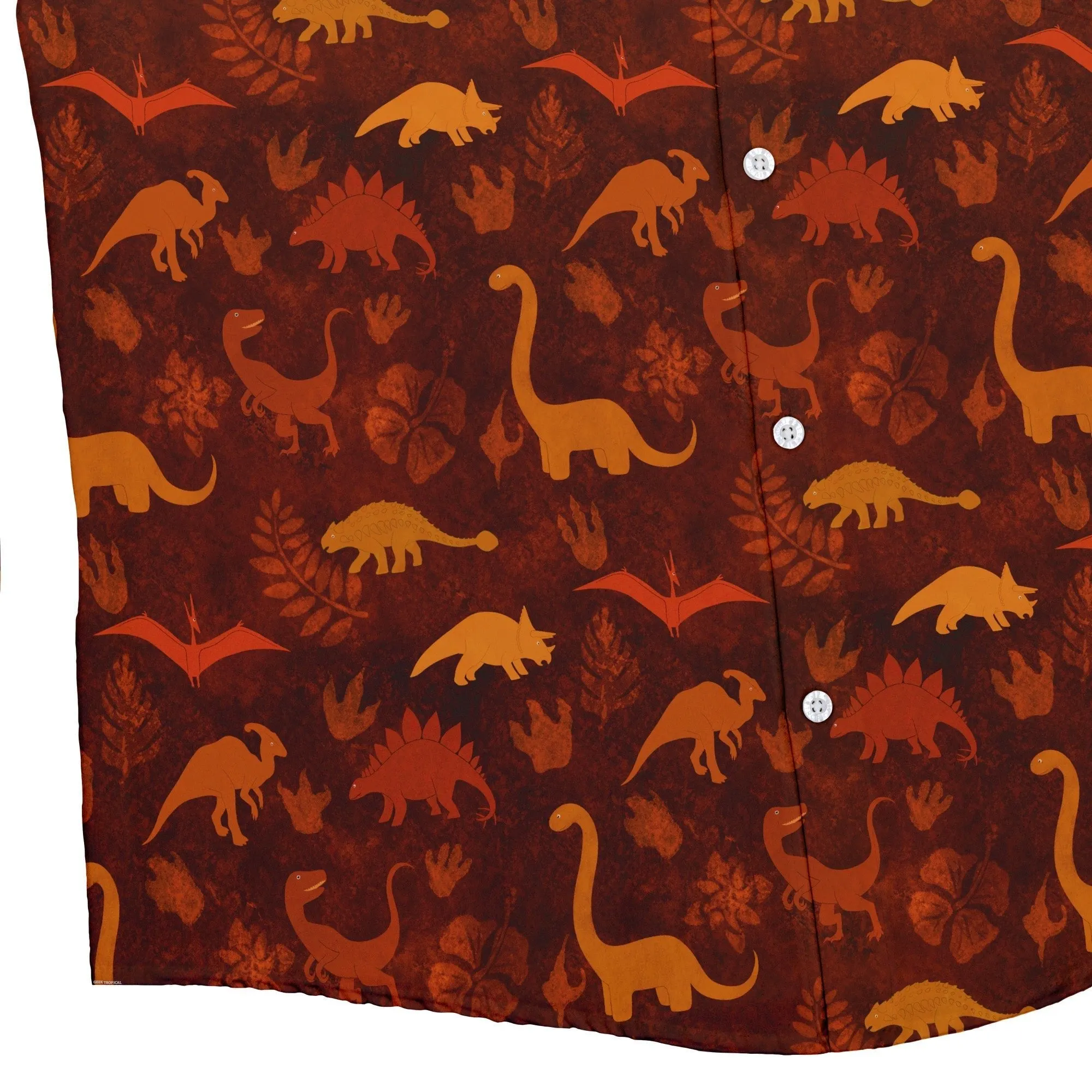 Dinosaur Tropical Fall Sunset Button Up Shirt