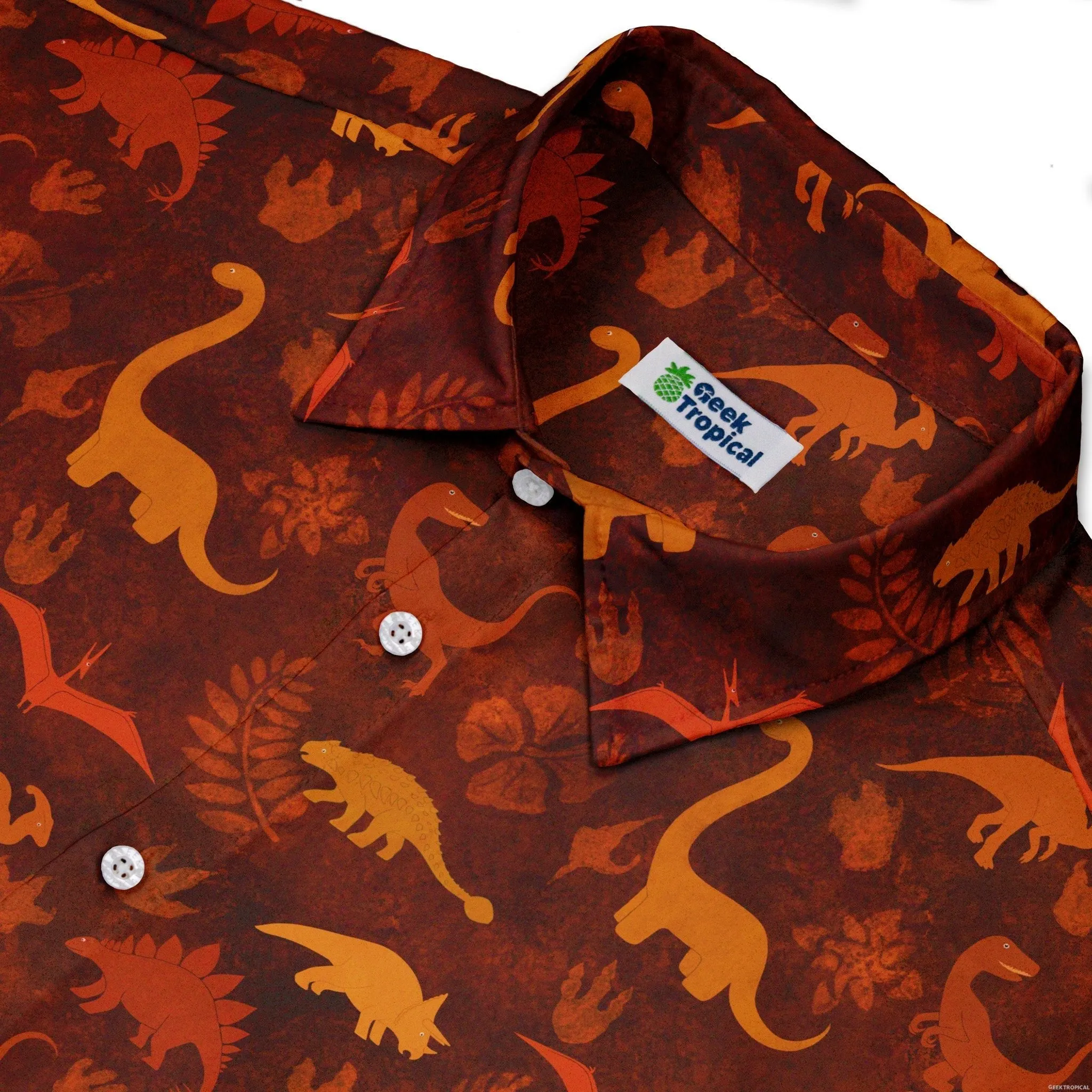 Dinosaur Tropical Fall Sunset Button Up Shirt