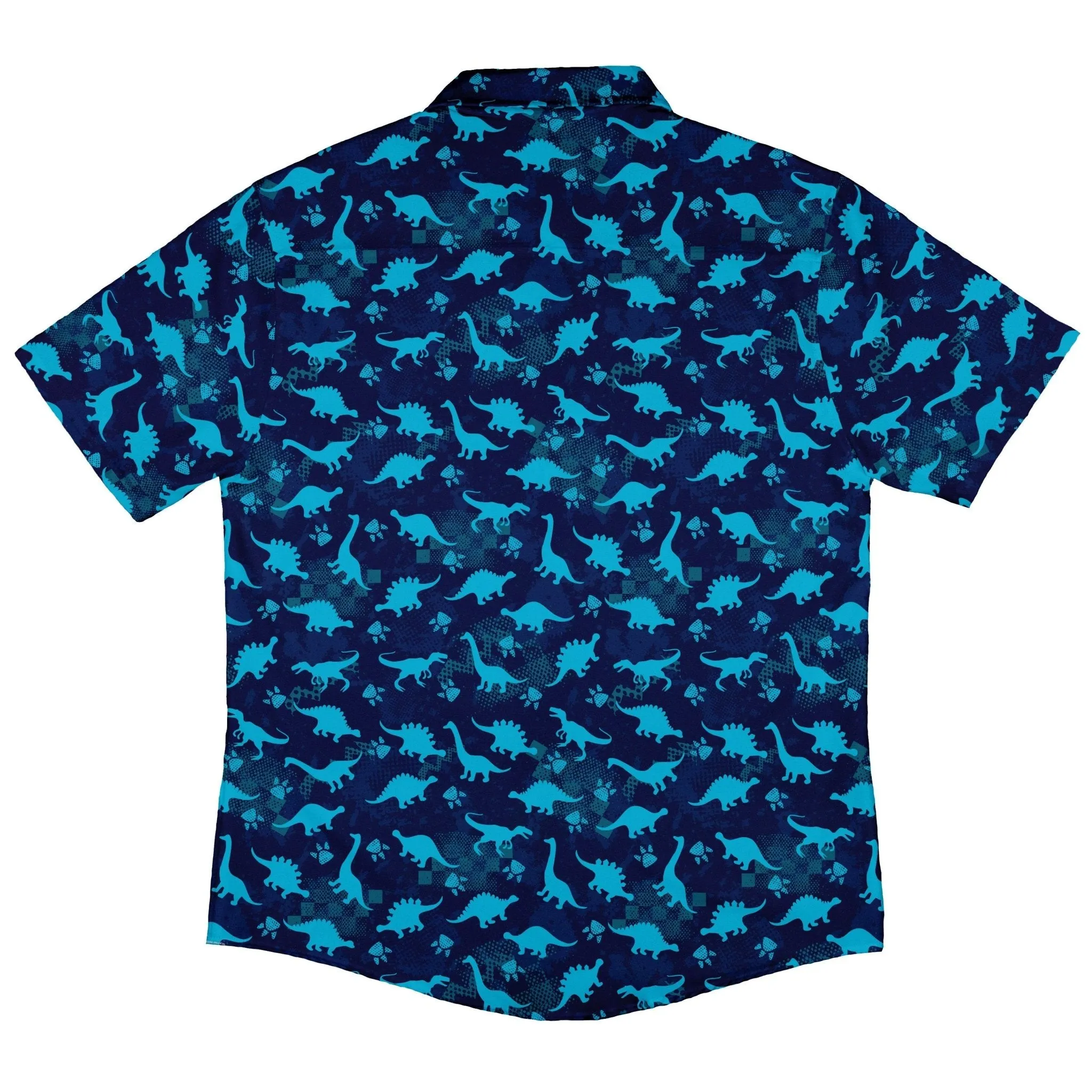 Dinosaur Urban Geometric Blue Dinosaur Button Up Shirt