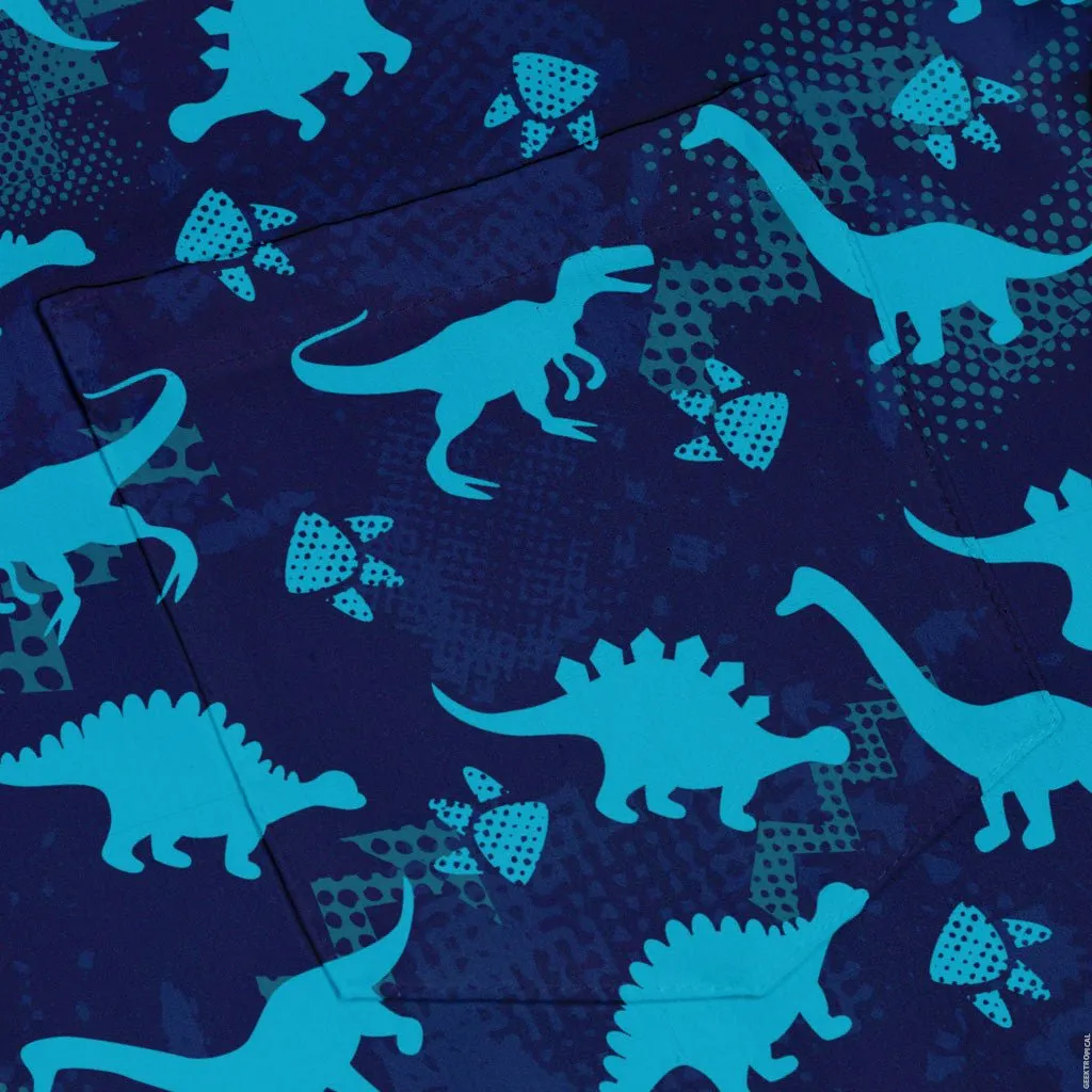 Dinosaur Urban Geometric Blue Dinosaur Button Up Shirt