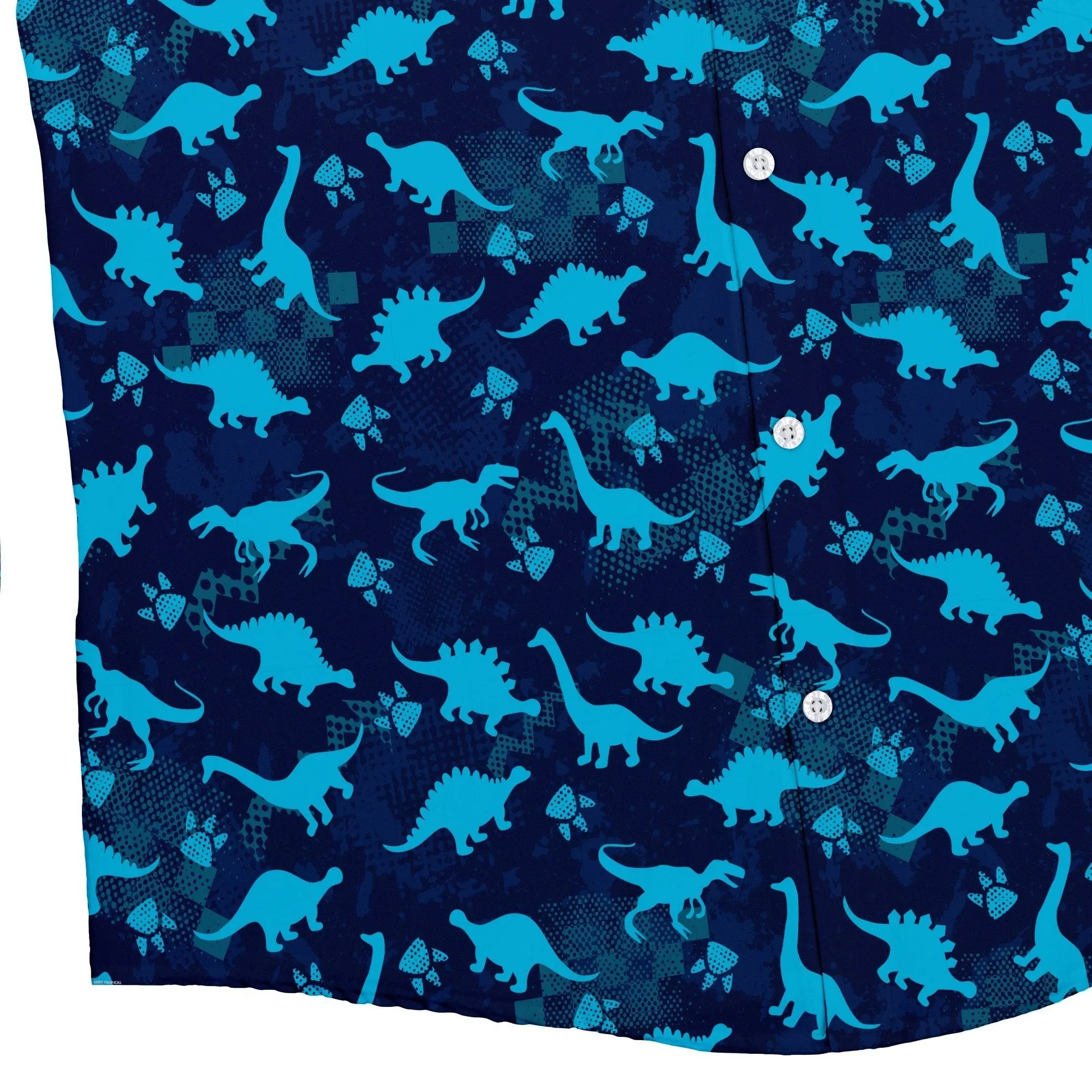 Dinosaur Urban Geometric Blue Dinosaur Button Up Shirt