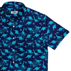 Dinosaur Urban Geometric Blue Dinosaur Button Up Shirt