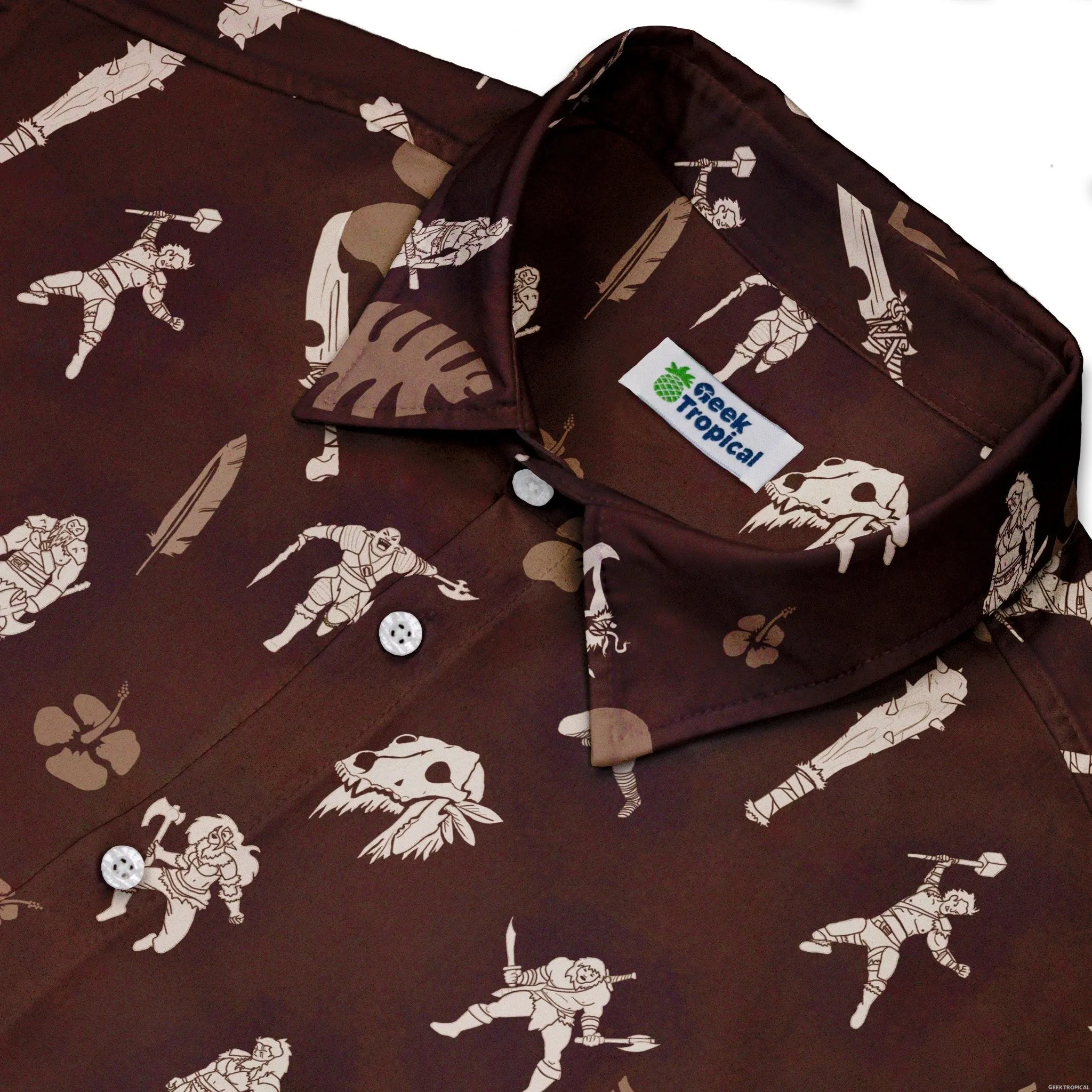 Dnd Barbarian Class Hawaiian Button Up Shirt