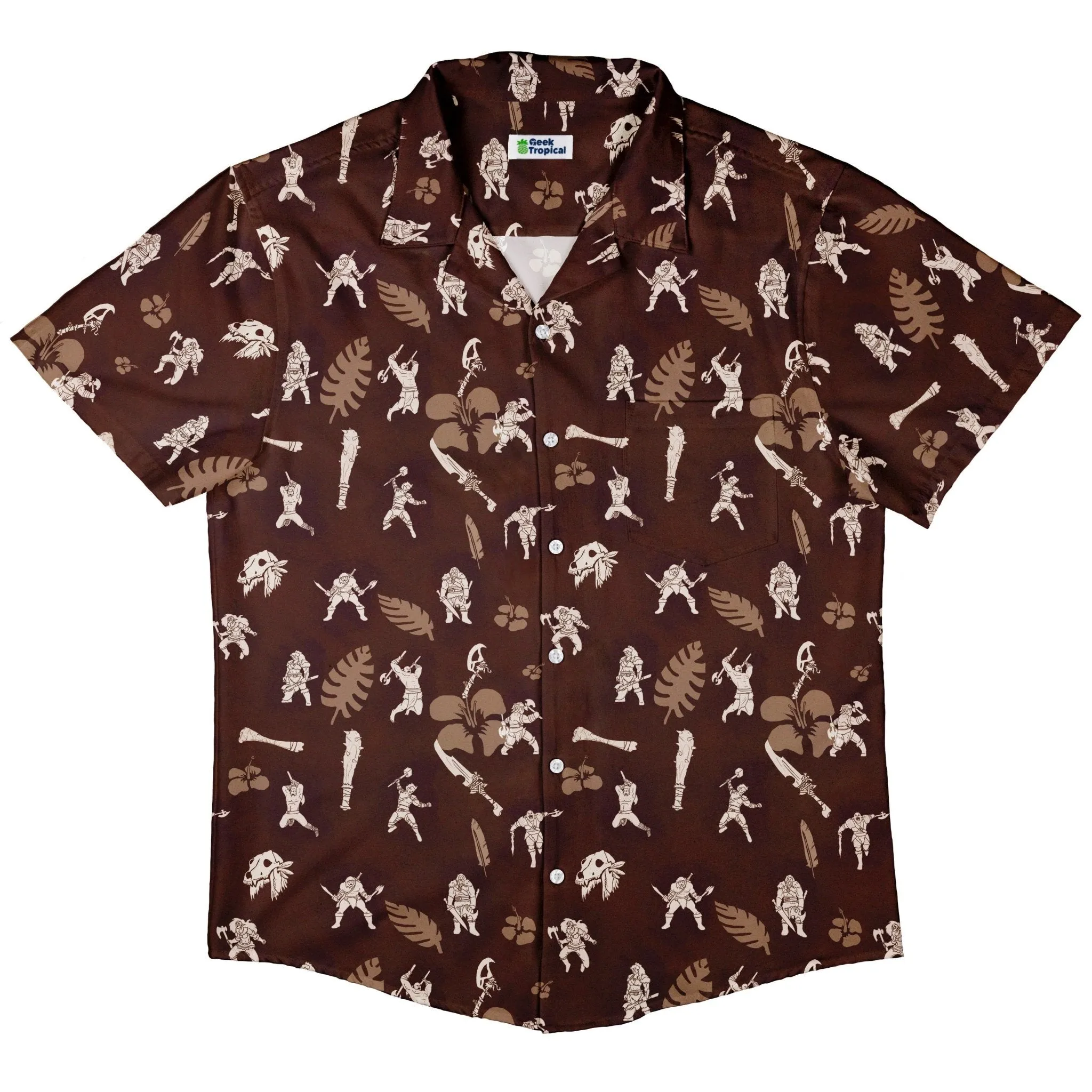 Dnd Barbarian Class Hawaiian Button Up Shirt