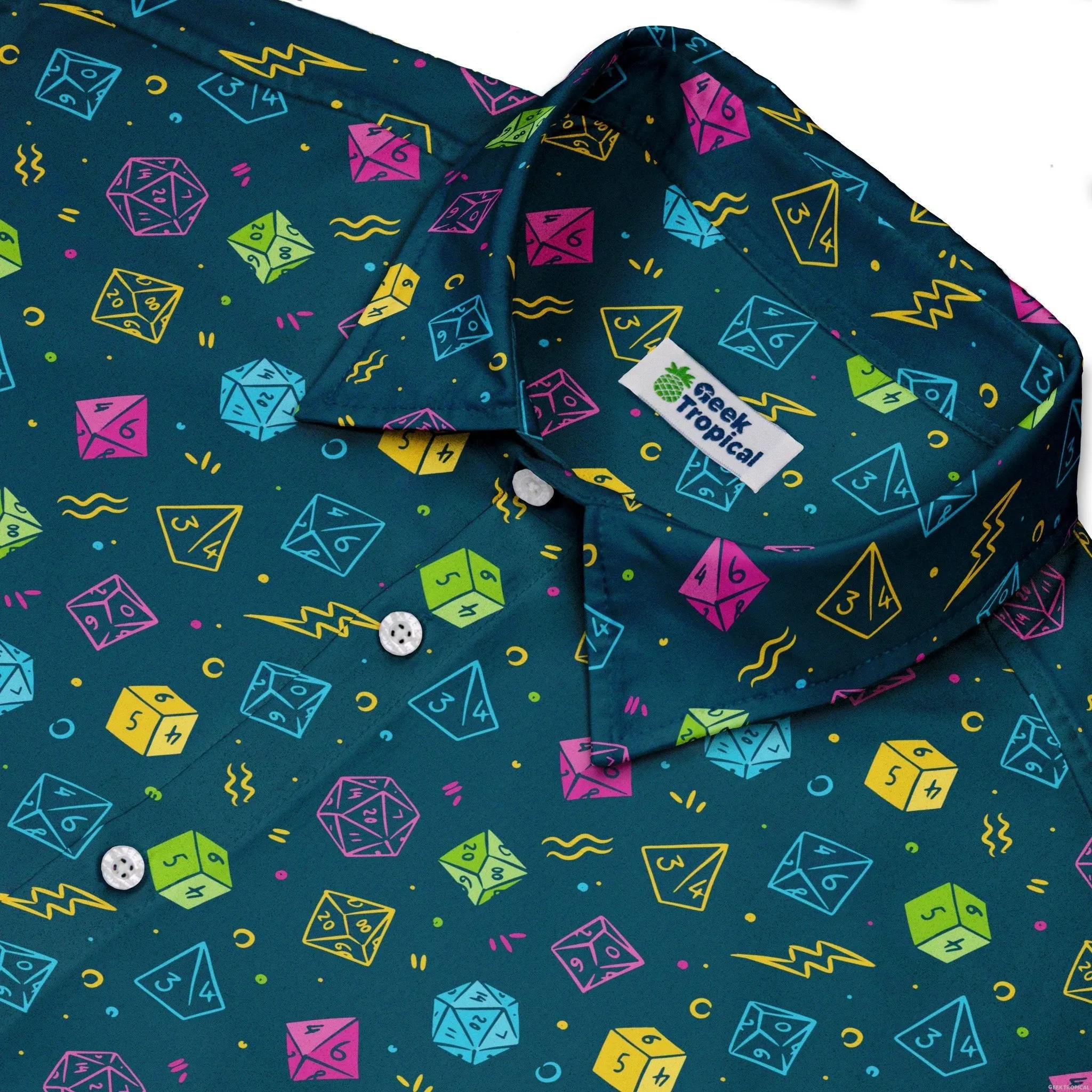 Dnd RPG Dice Blue Button Up Shirt