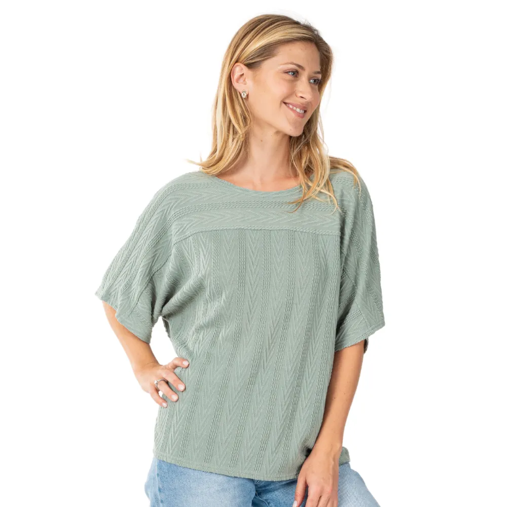 Dolman Sleeve Textured Knit Top