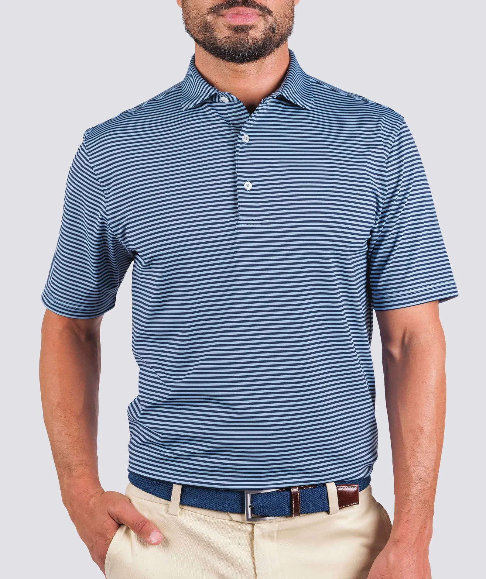 Edward Stripe Performance Polo