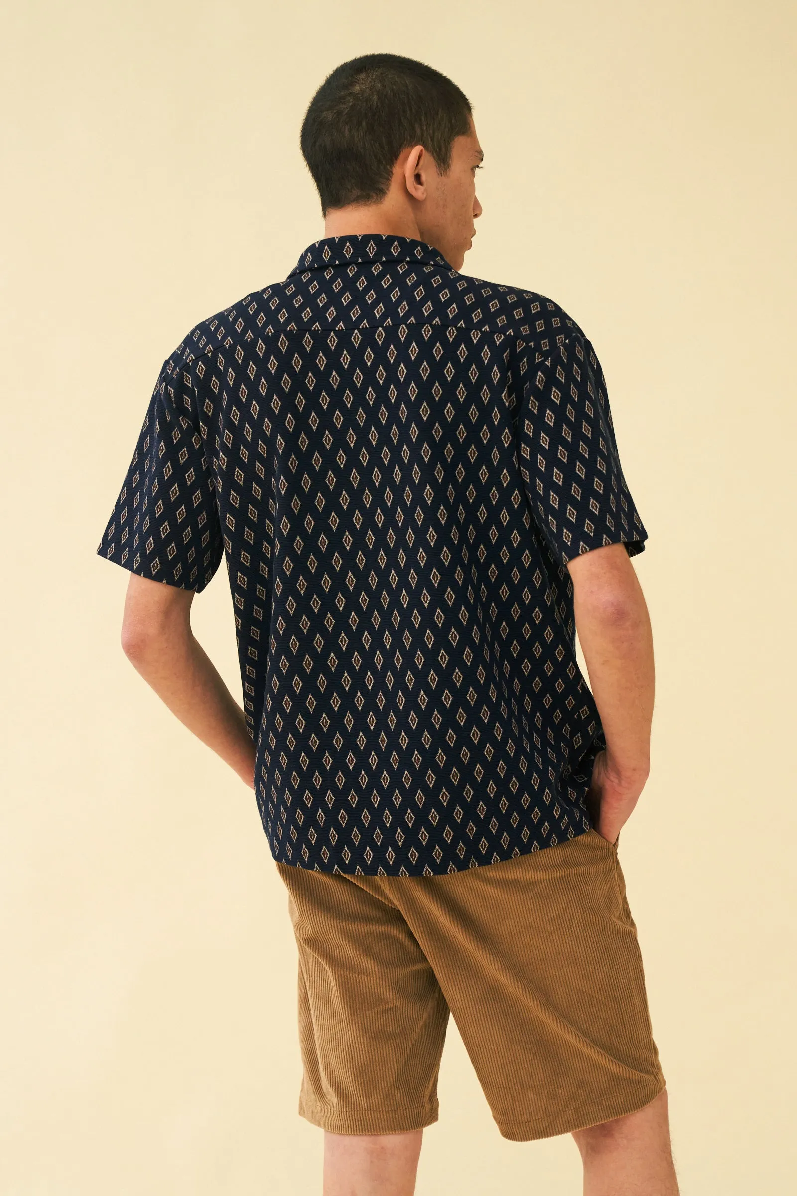 EMILIO TEXTURED POLO SHIRT - NAVY