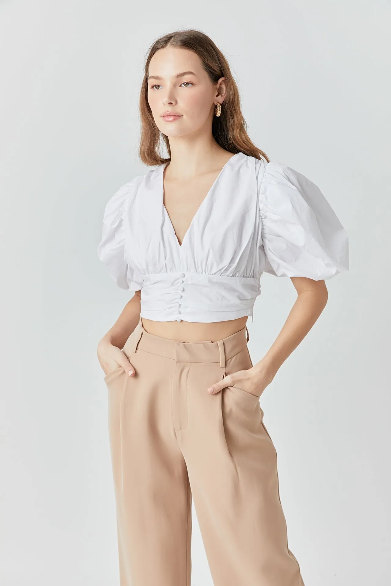 Endless Rose - Blouson Sleeve Corset Waist Top