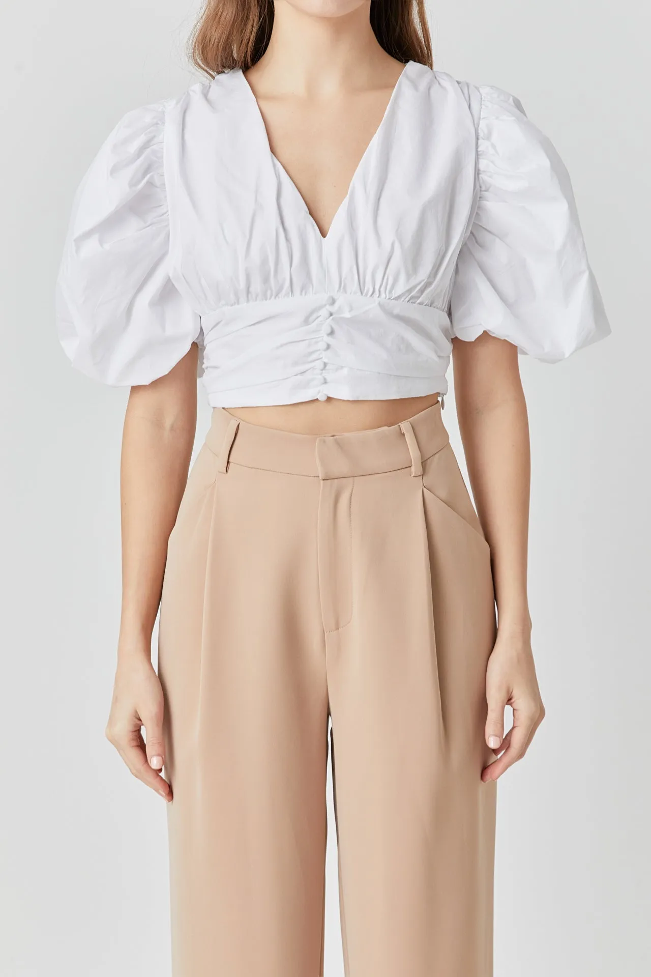 Endless Rose - Blouson Sleeve Corset Waist Top