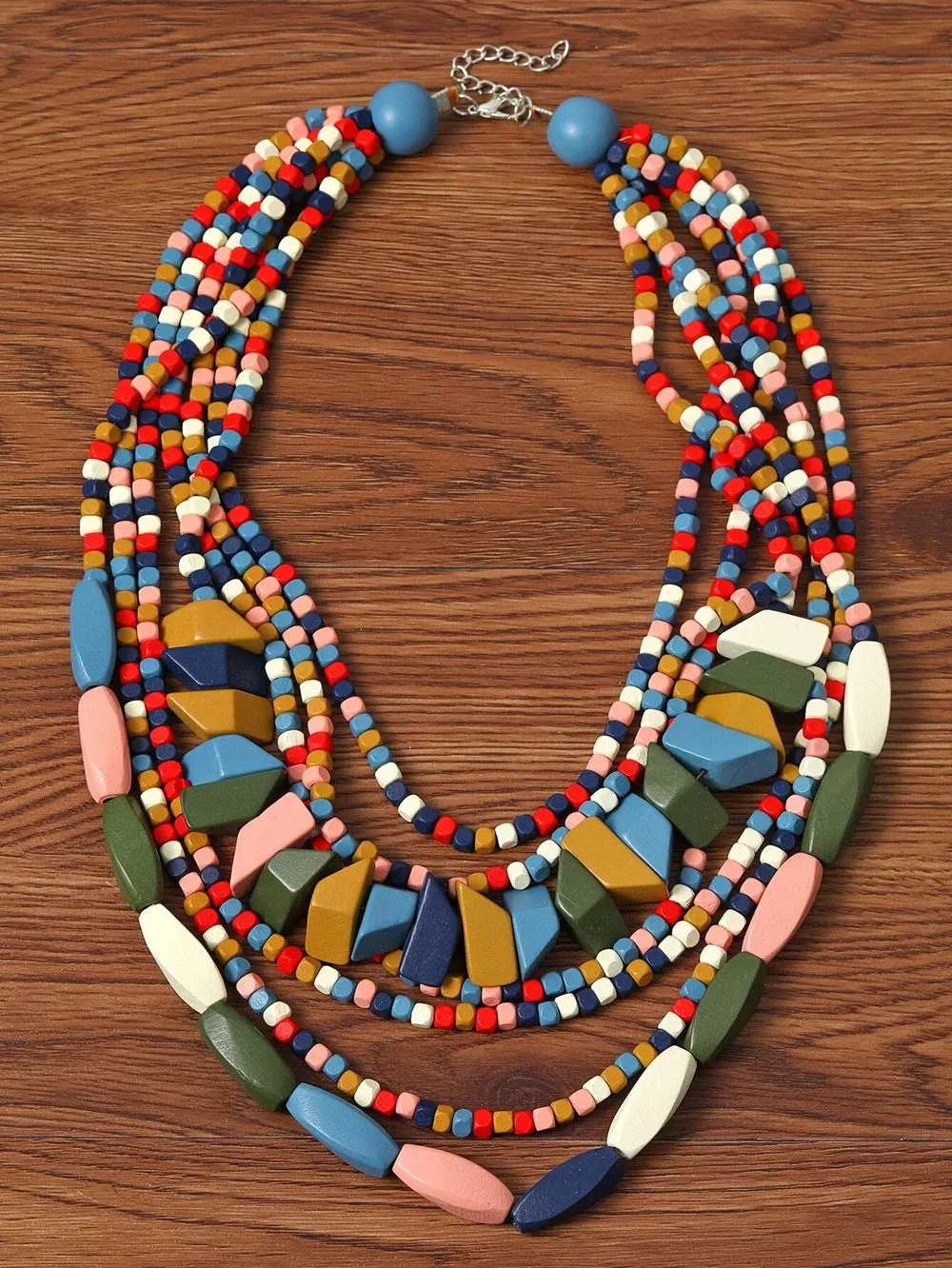 Ethnic Woodland Multi-layer Necklace with Sweater Chain - Handcrafted Jewelry Piece