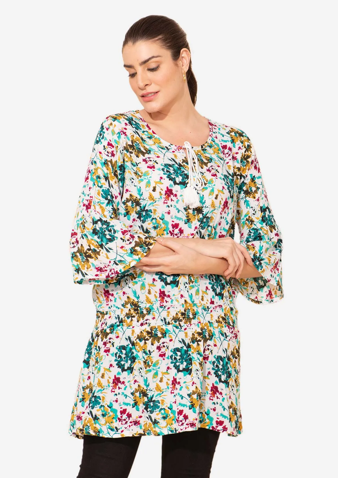 Floral Print Tunic Top