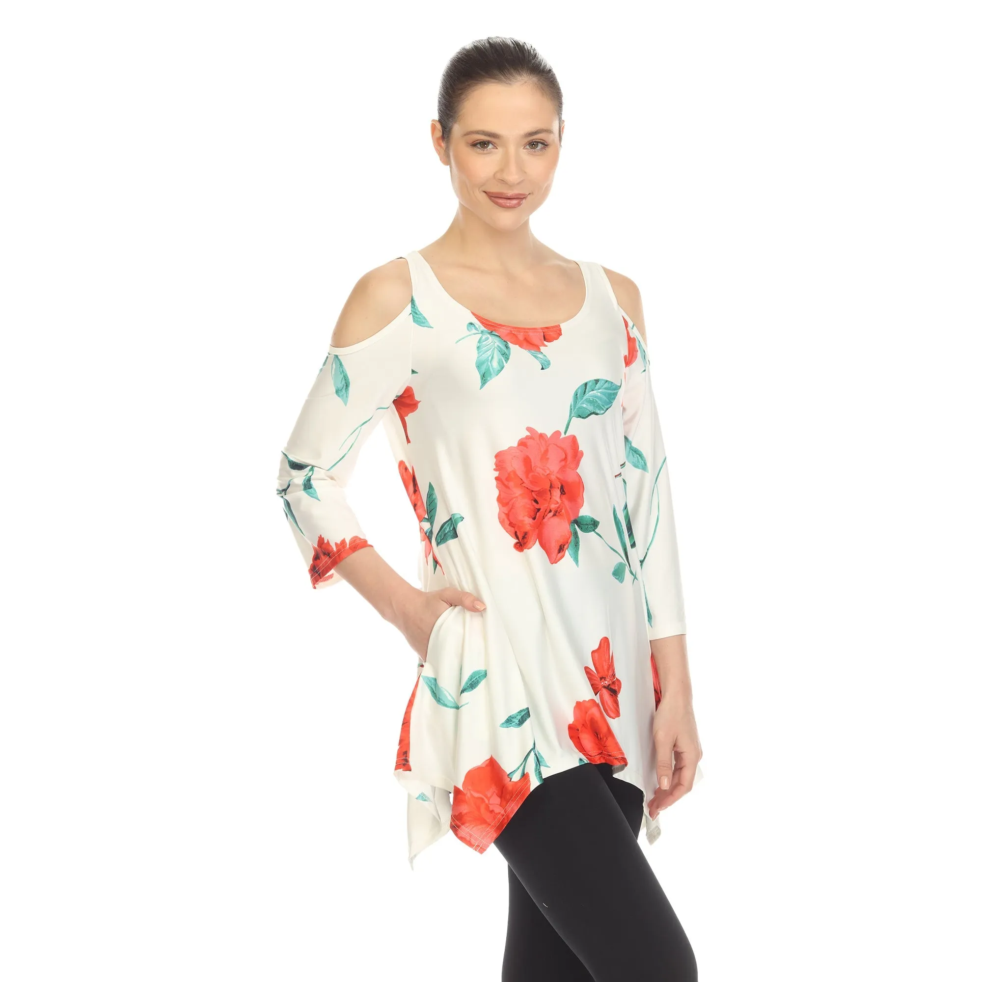 Floral Printed Cold Shoulder Tunic