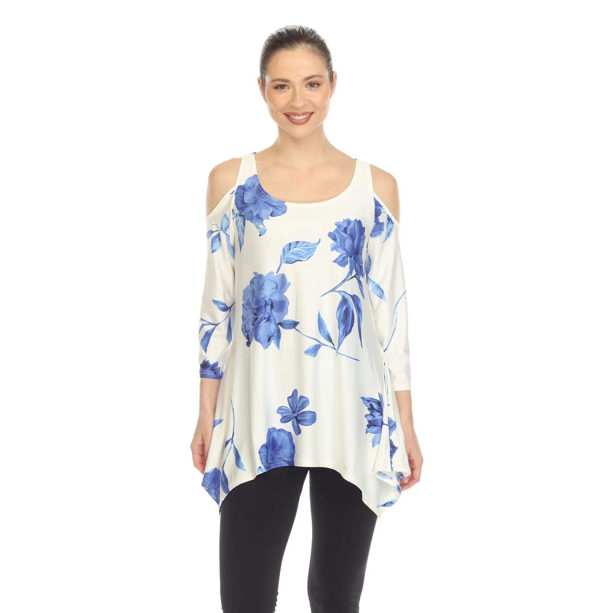 Floral Printed Cold Shoulder Tunic