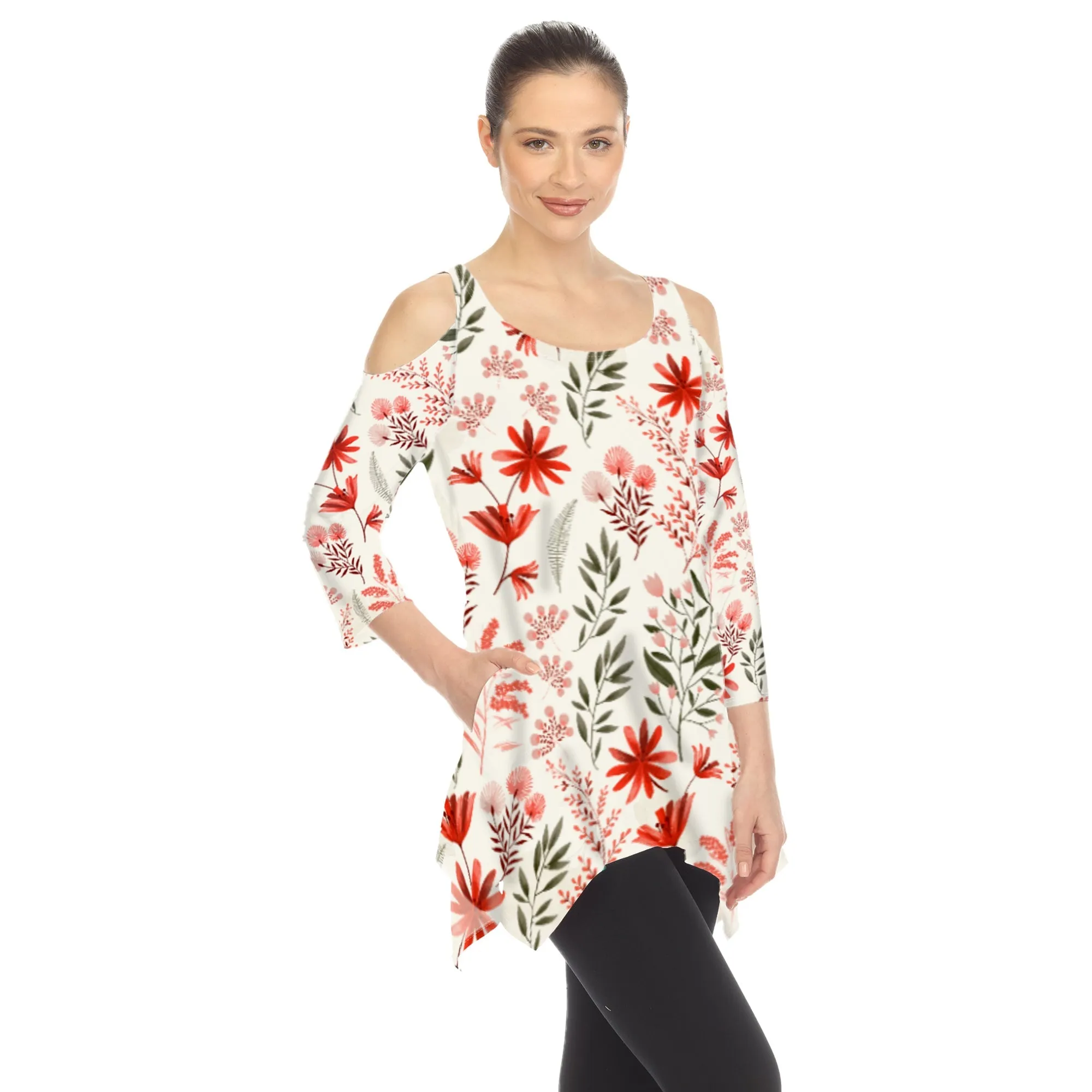 Floral Printed Cold Shoulder Tunic