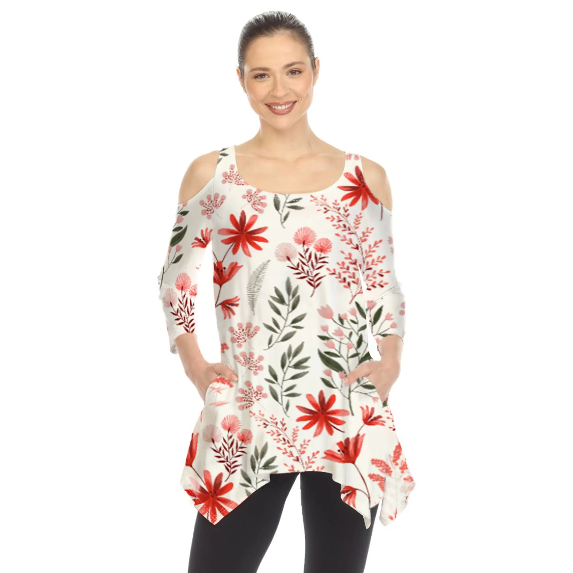 Floral Printed Cold Shoulder Tunic