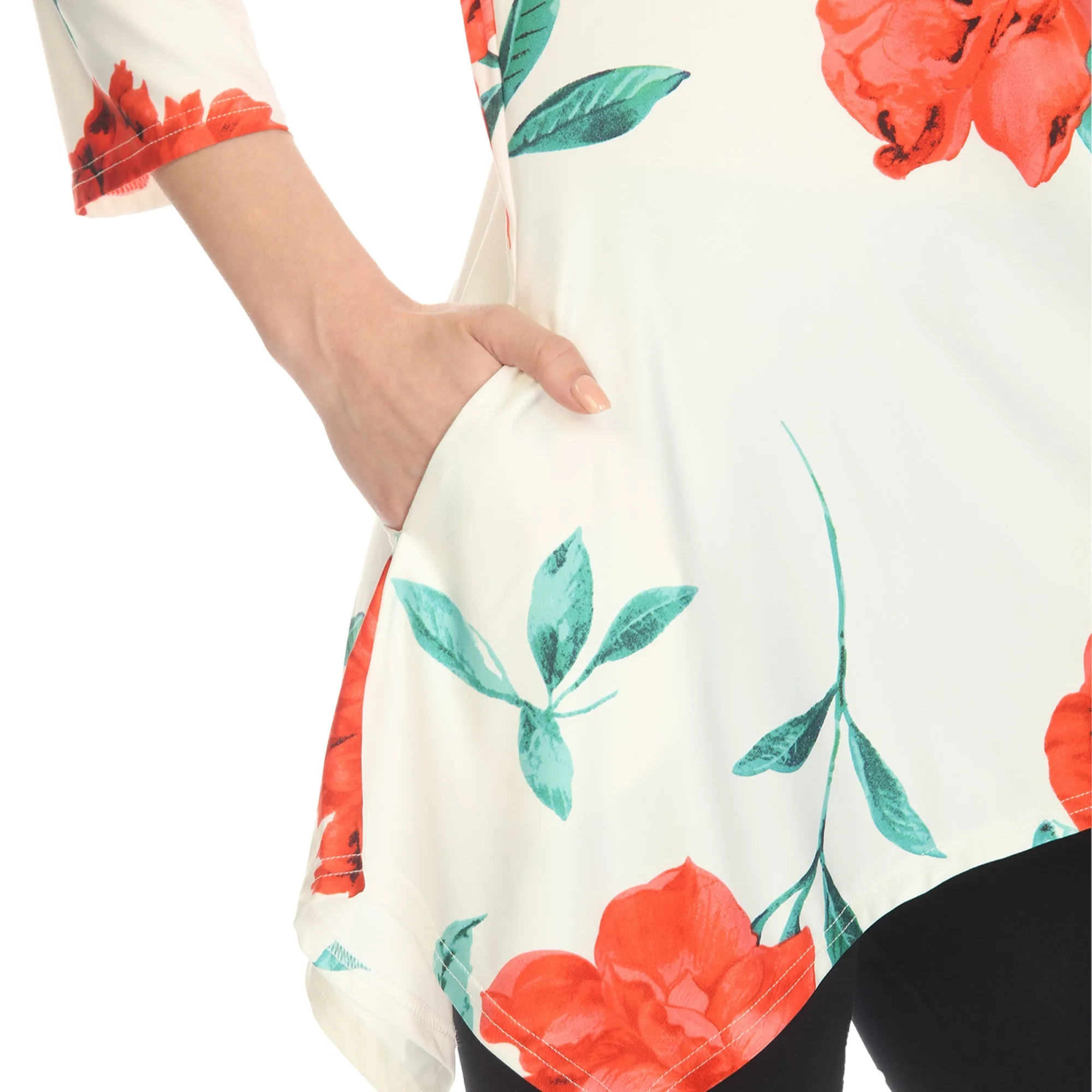 Floral Printed Cold Shoulder Tunic