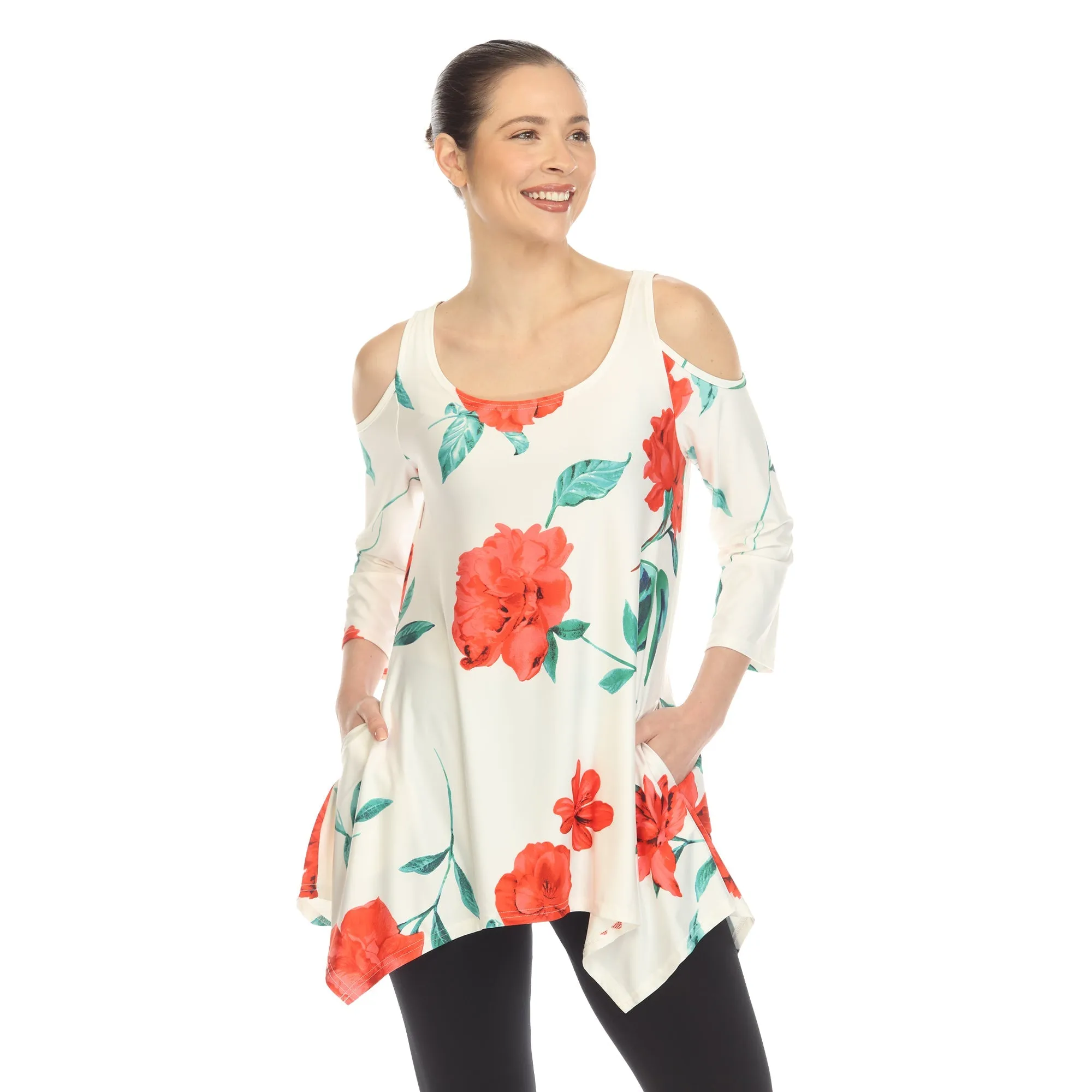 Floral Printed Cold Shoulder Tunic