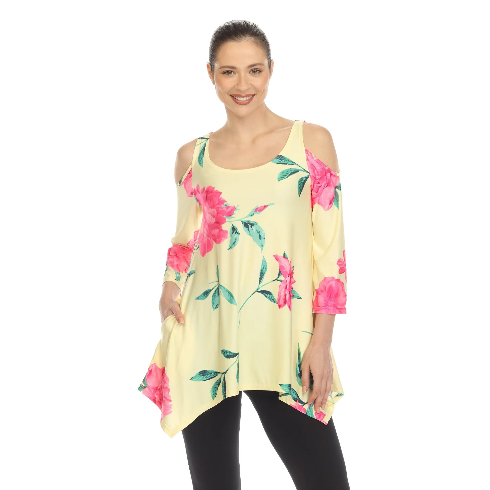 Floral Printed Cold Shoulder Tunic