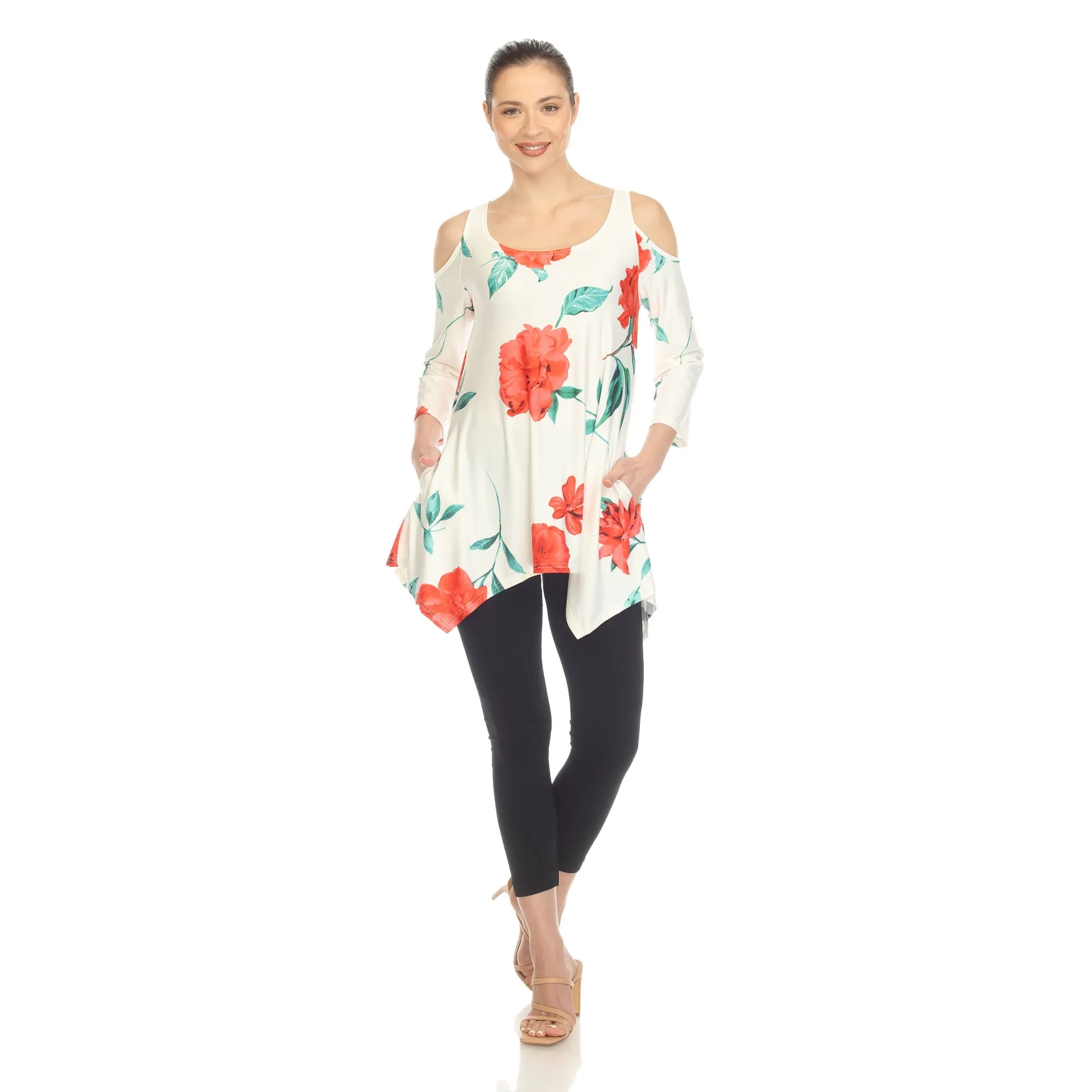 Floral Printed Cold Shoulder Tunic