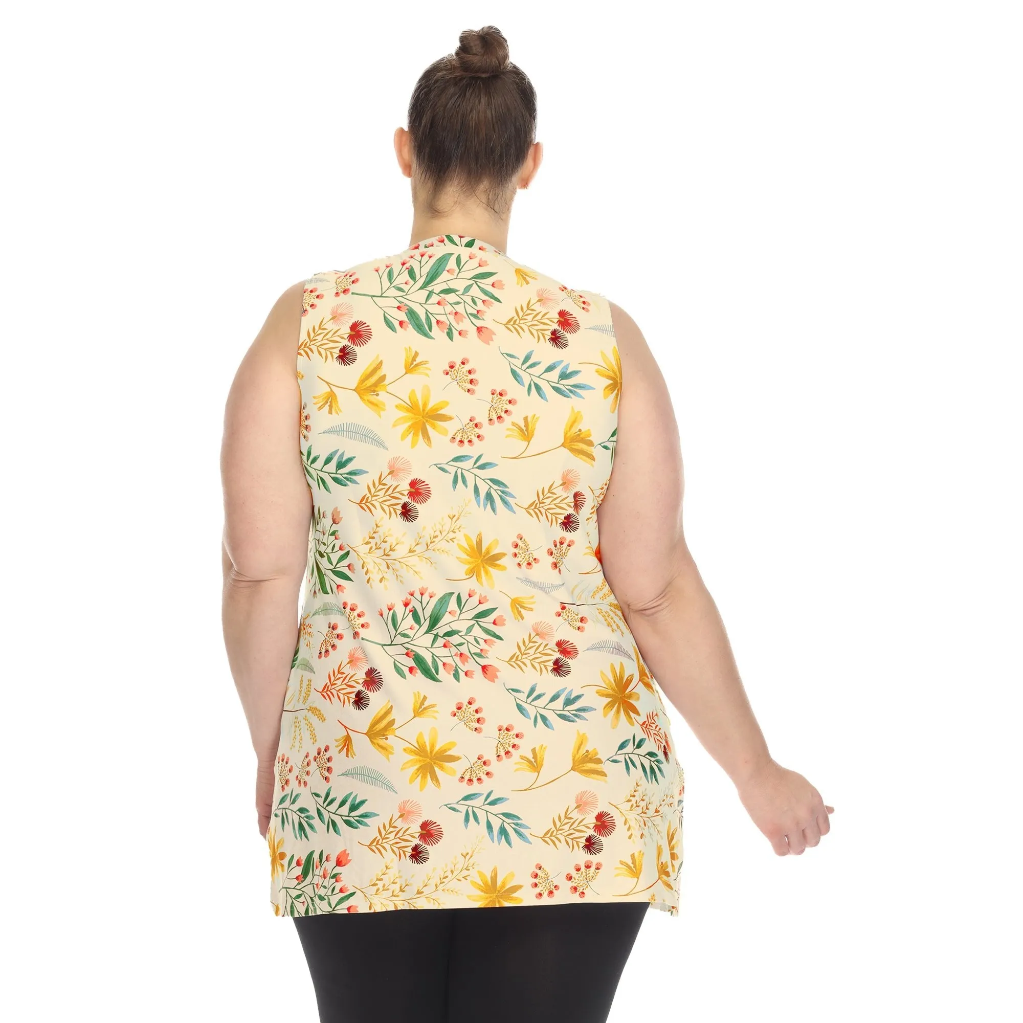 Floral Sleeveless Tunic Top - Plus