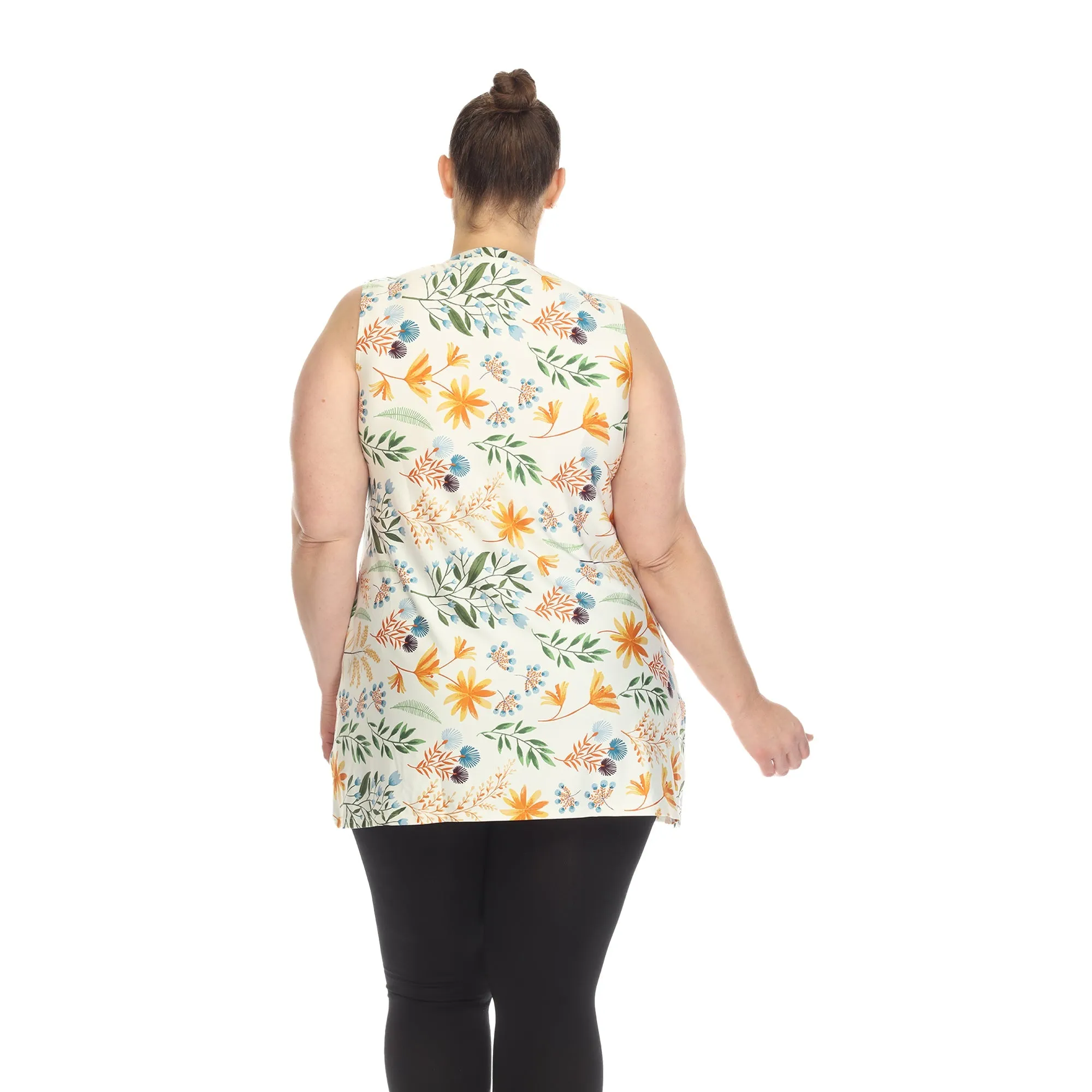 Floral Sleeveless Tunic Top - Plus