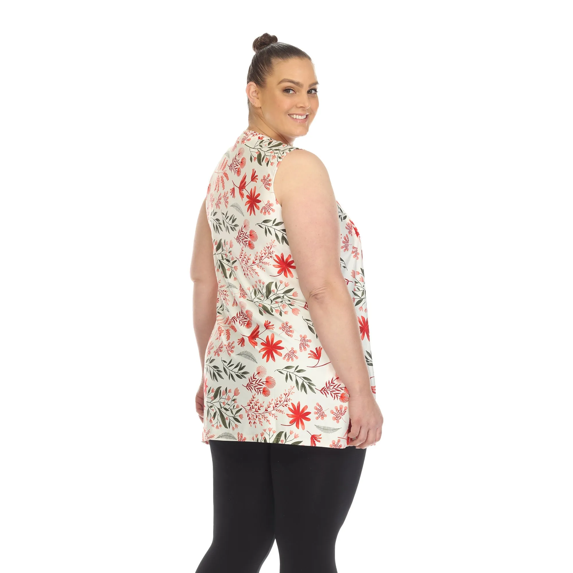 Floral Sleeveless Tunic Top - Plus