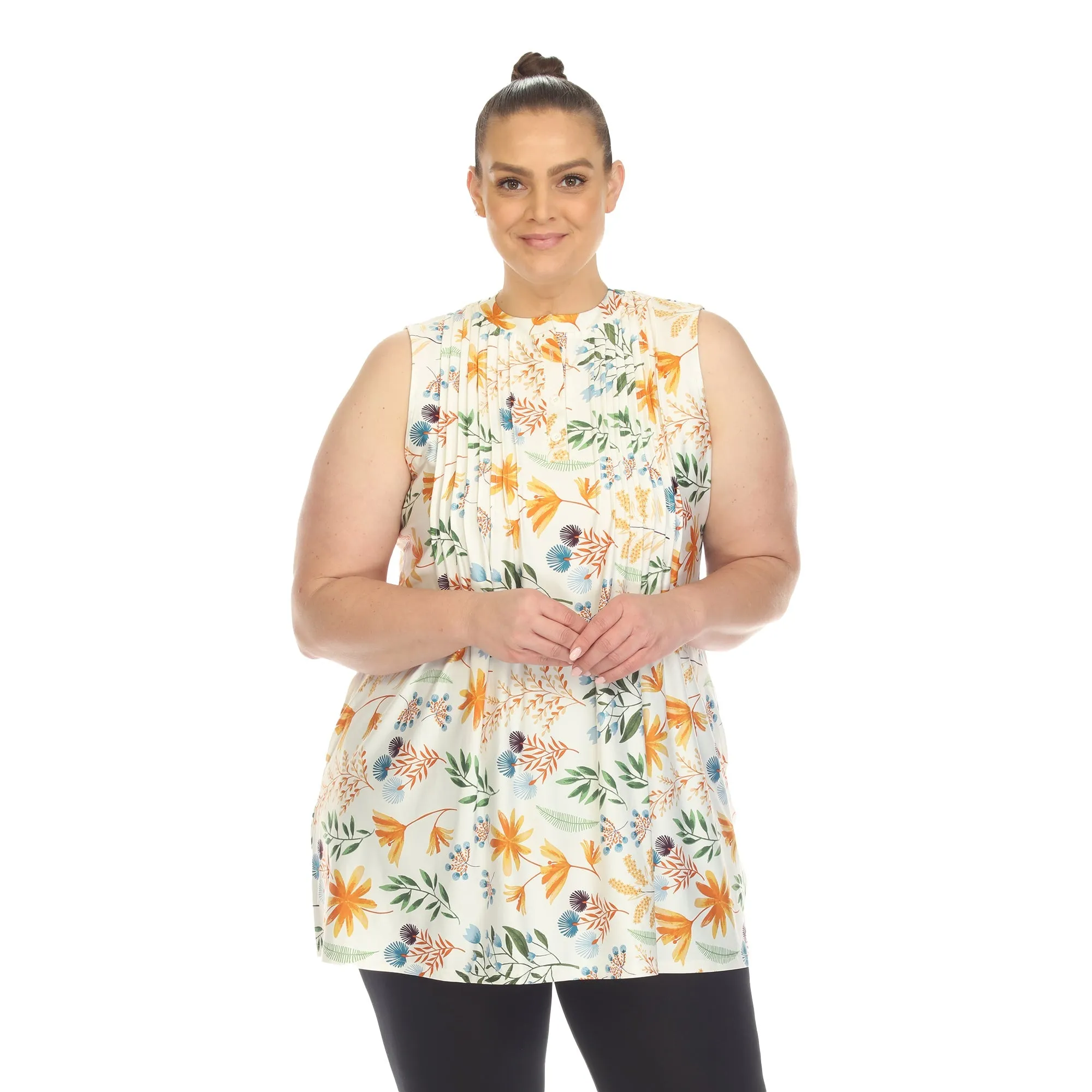 Floral Sleeveless Tunic Top - Plus