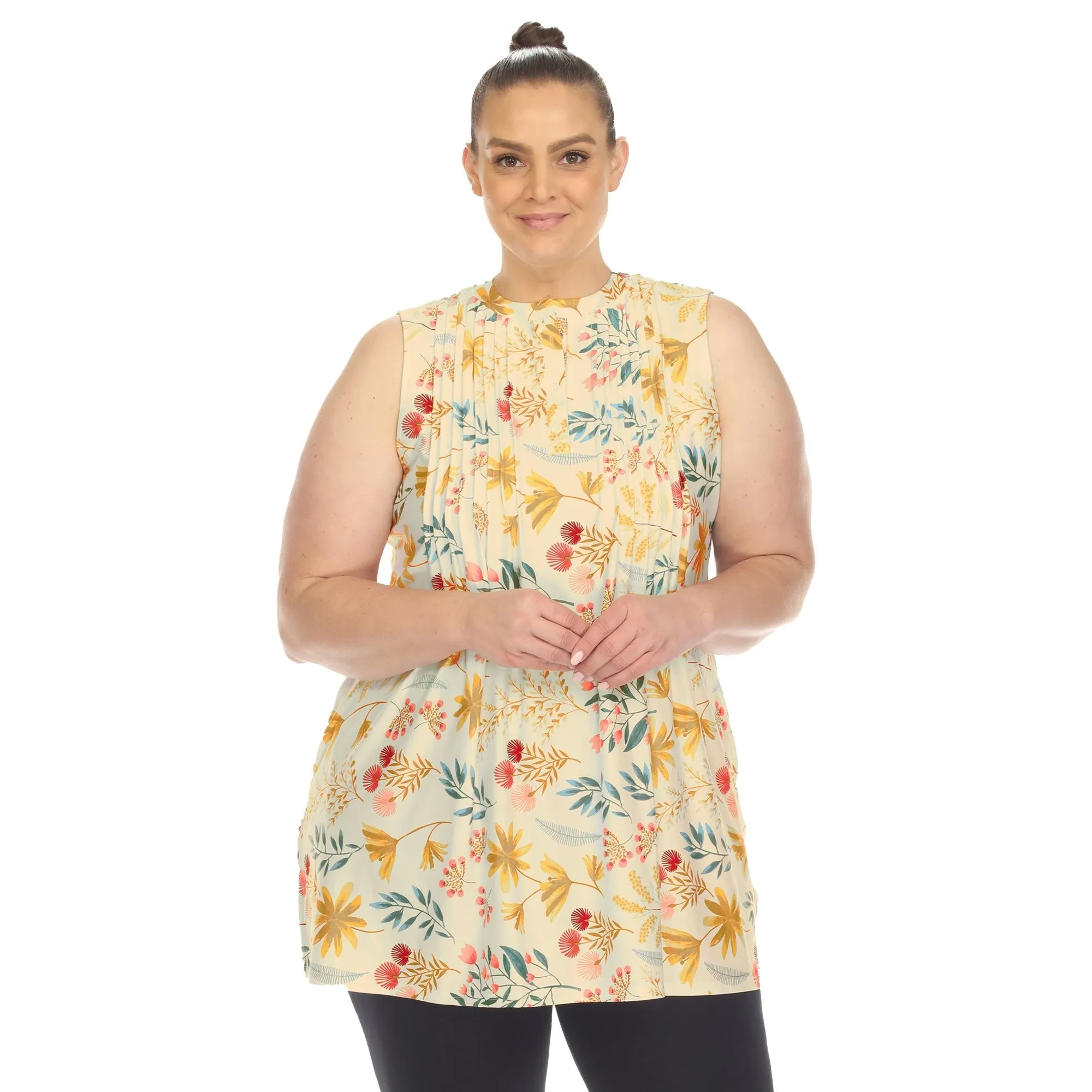 Floral Sleeveless Tunic Top - Plus