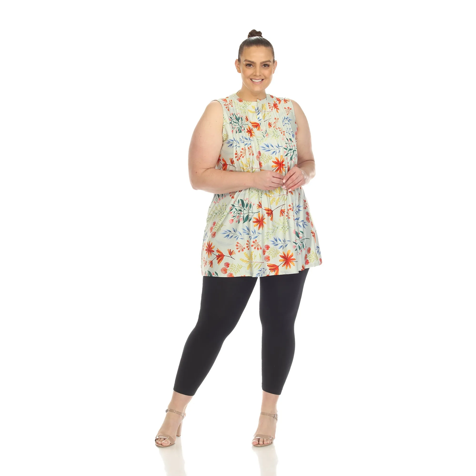 Floral Sleeveless Tunic Top - Plus