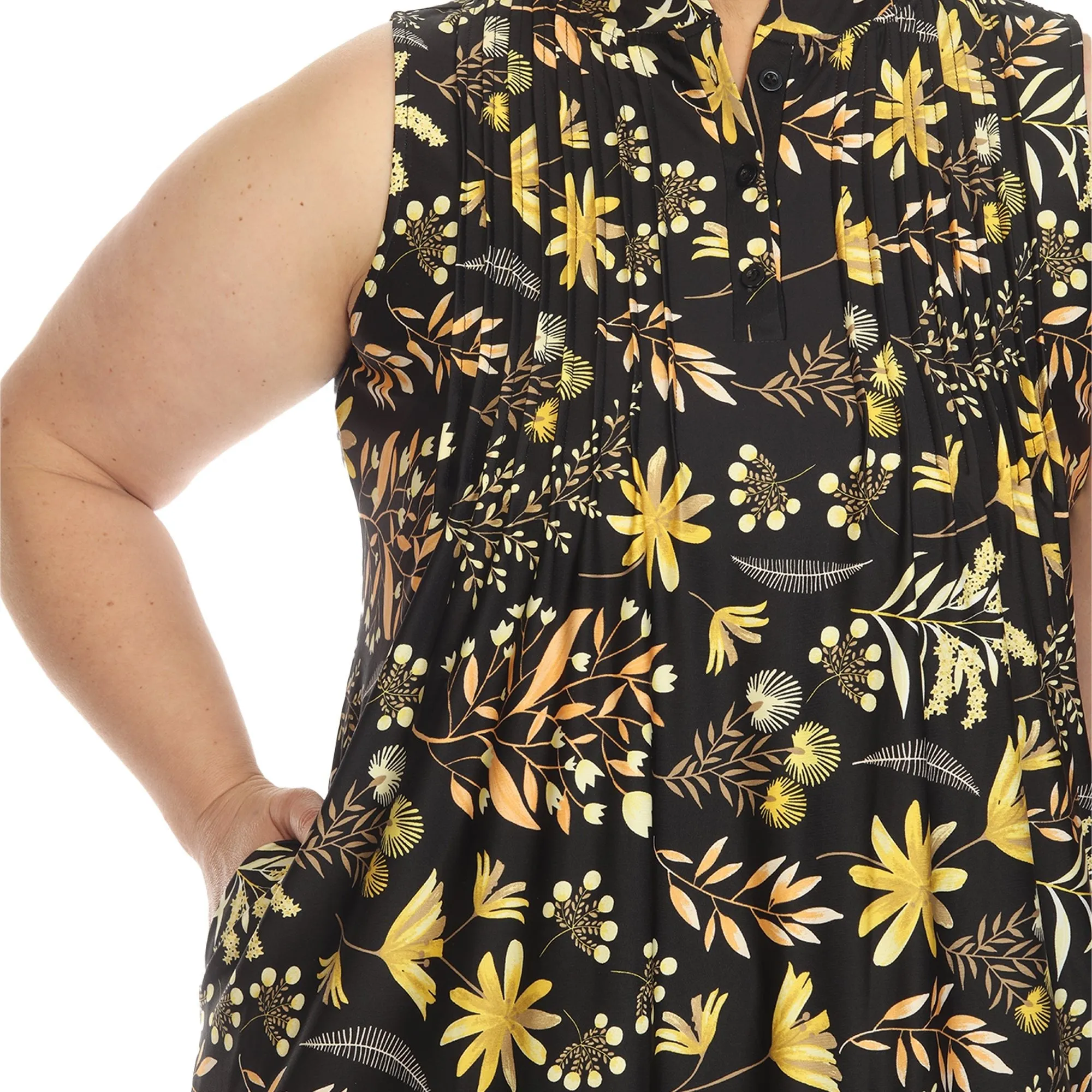 Floral Sleeveless Tunic Top - Plus