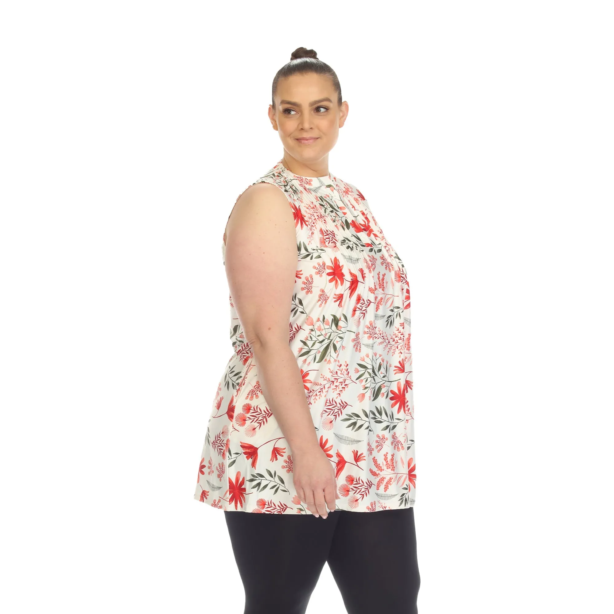 Floral Sleeveless Tunic Top - Plus