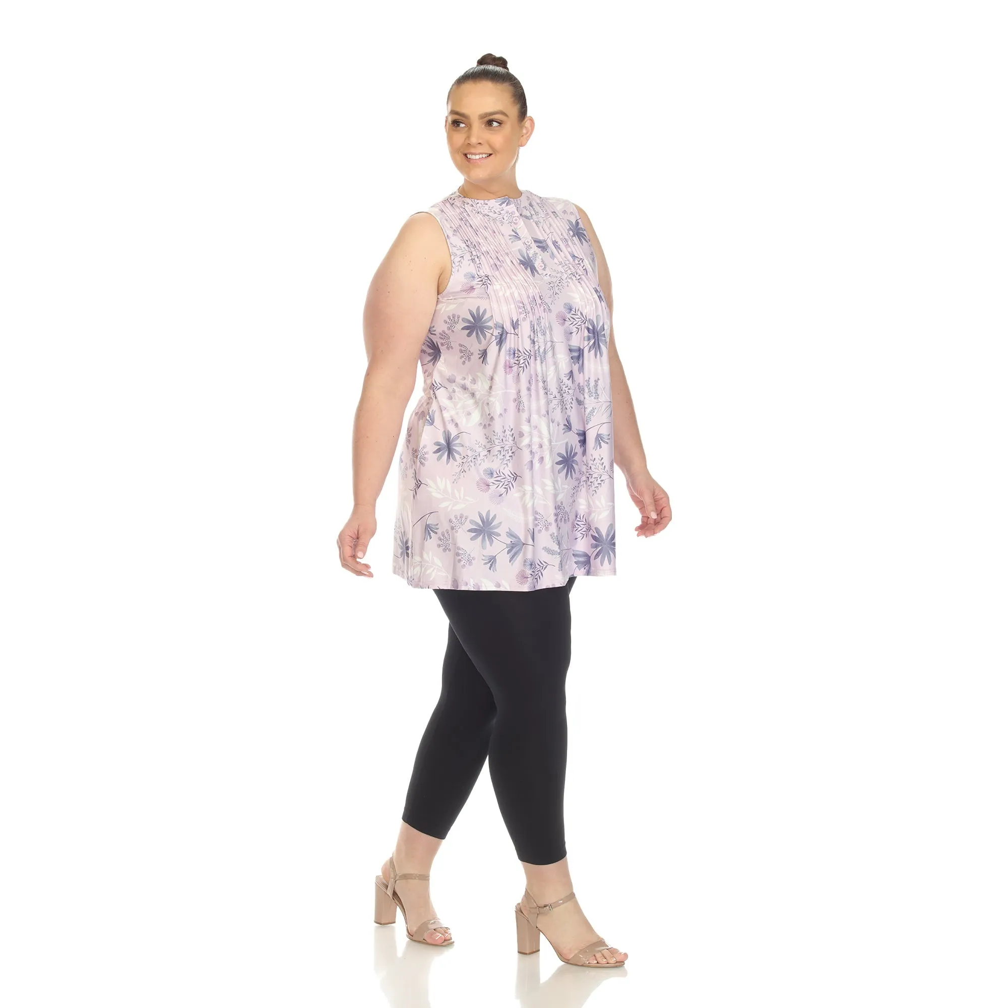 Floral Sleeveless Tunic Top - Plus