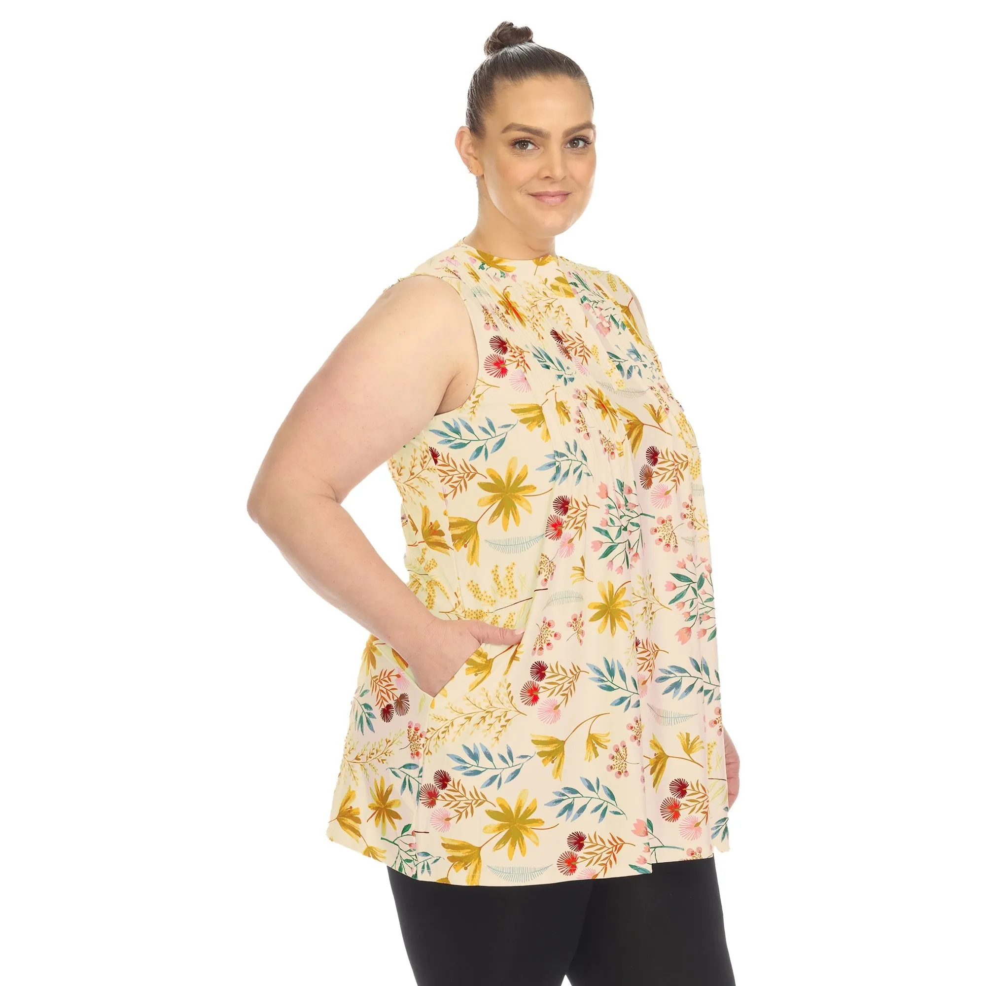 Floral Sleeveless Tunic Top - Plus