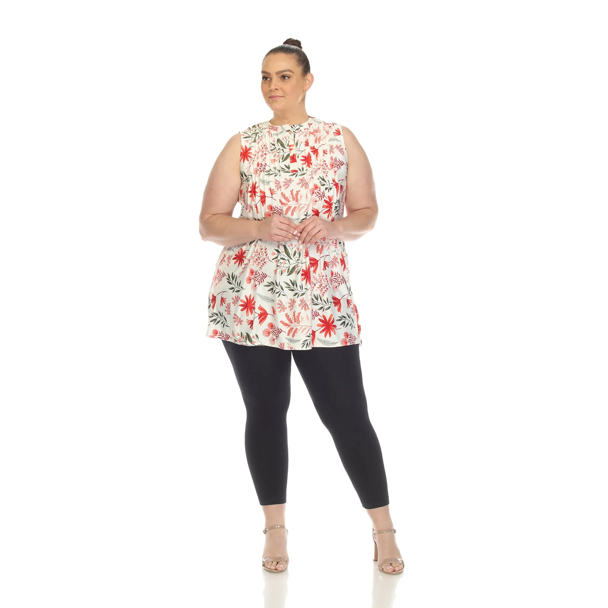 Floral Sleeveless Tunic Top - Plus