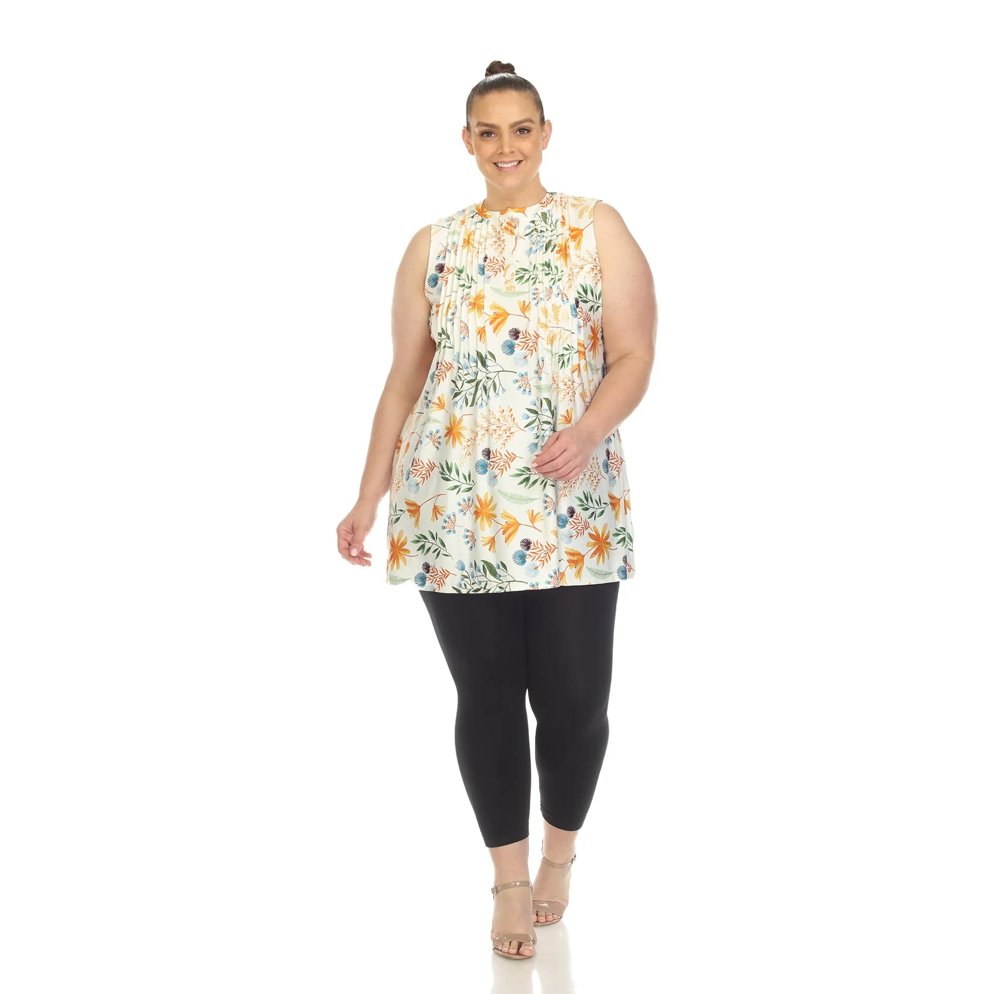 Floral Sleeveless Tunic Top - Plus