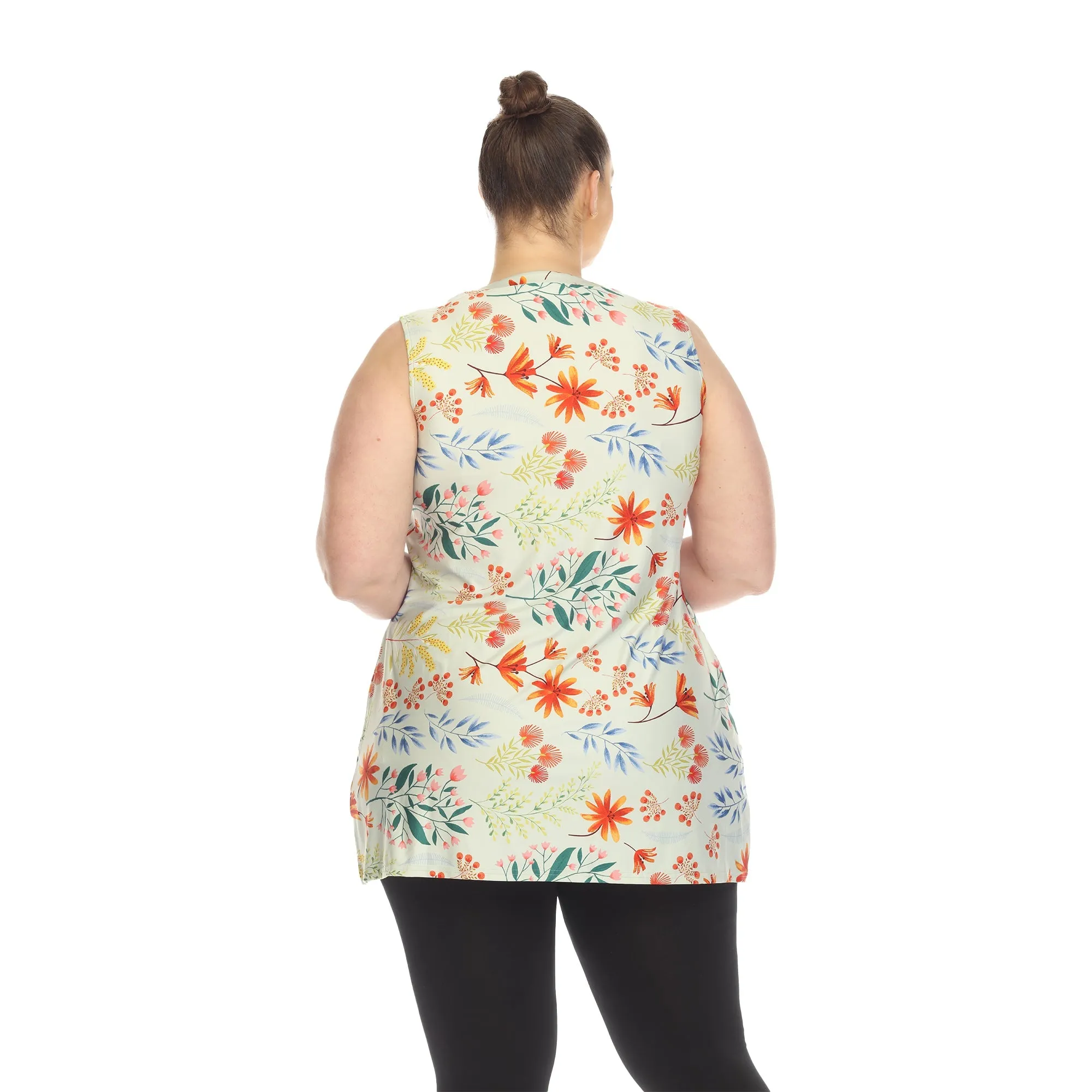 Floral Sleeveless Tunic Top - Plus