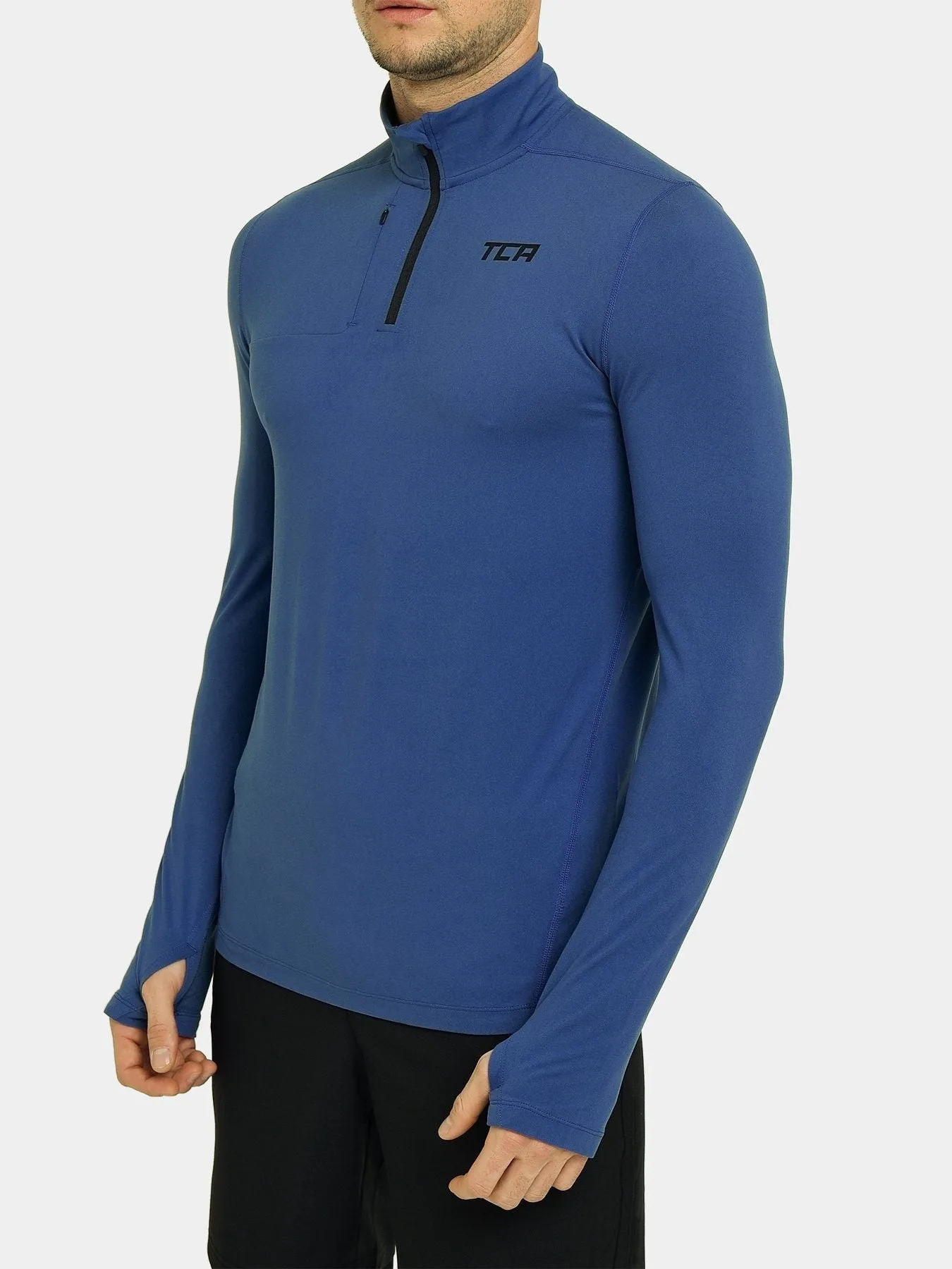 Fusion Half Zip Running Top For Men With Thumbholes & Chest Zip Pocket