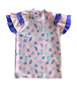 Girls Short Sleeve Rash Top - Sea Life