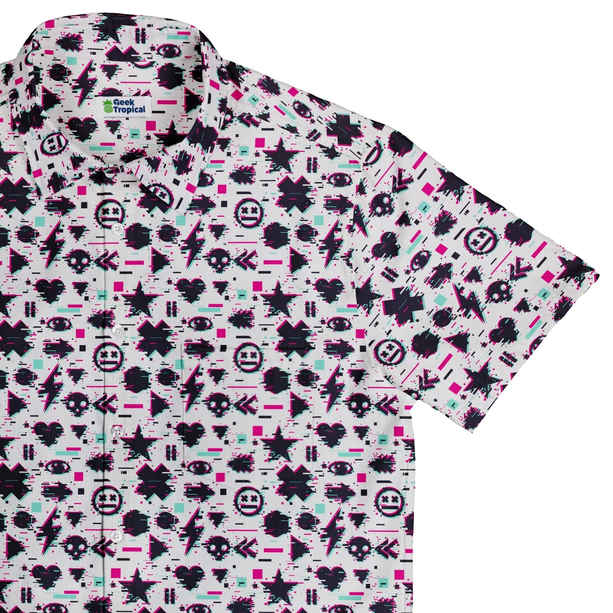 Glitchy Game Effects Video Game Button Up Shirt