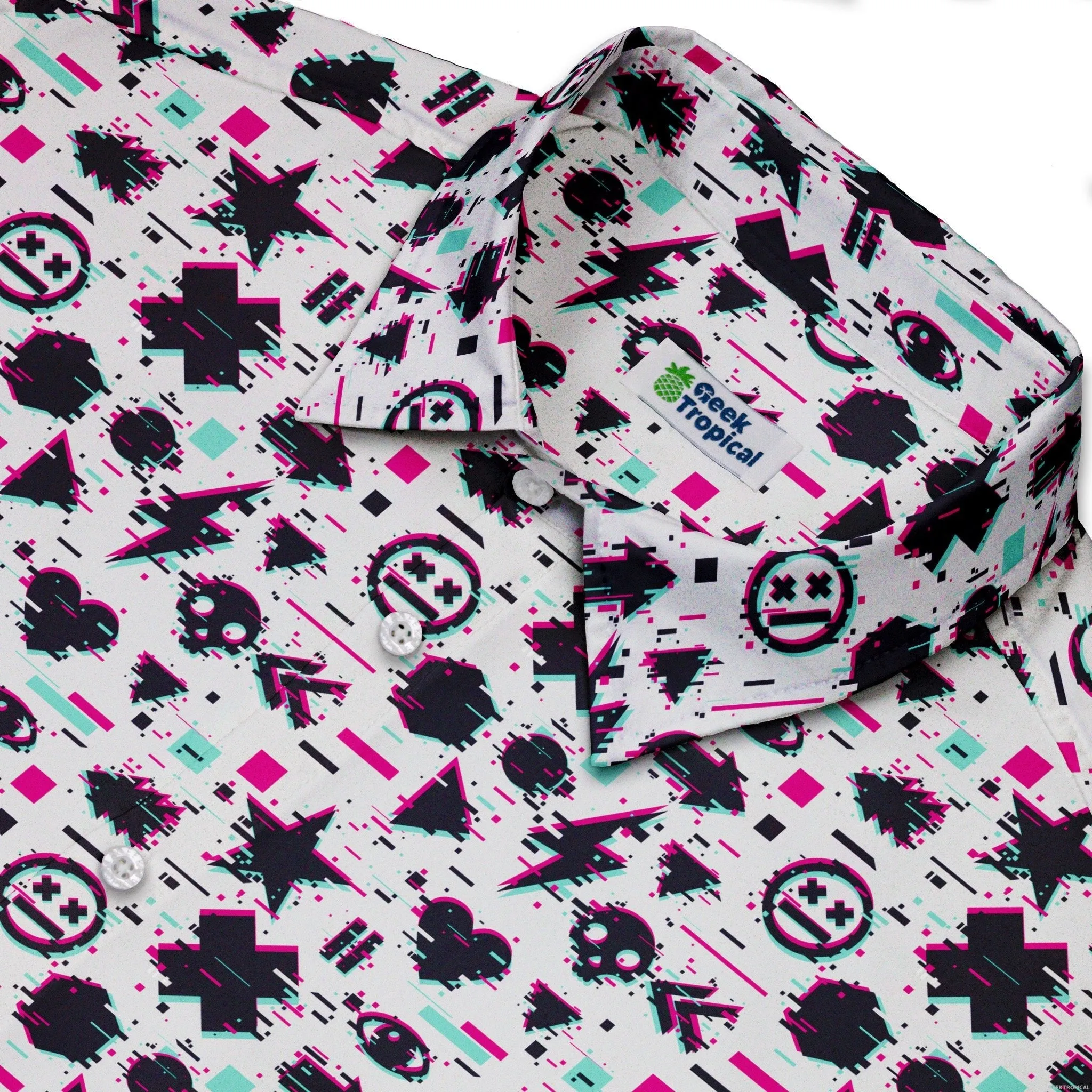 Glitchy Game Effects Video Game Button Up Shirt