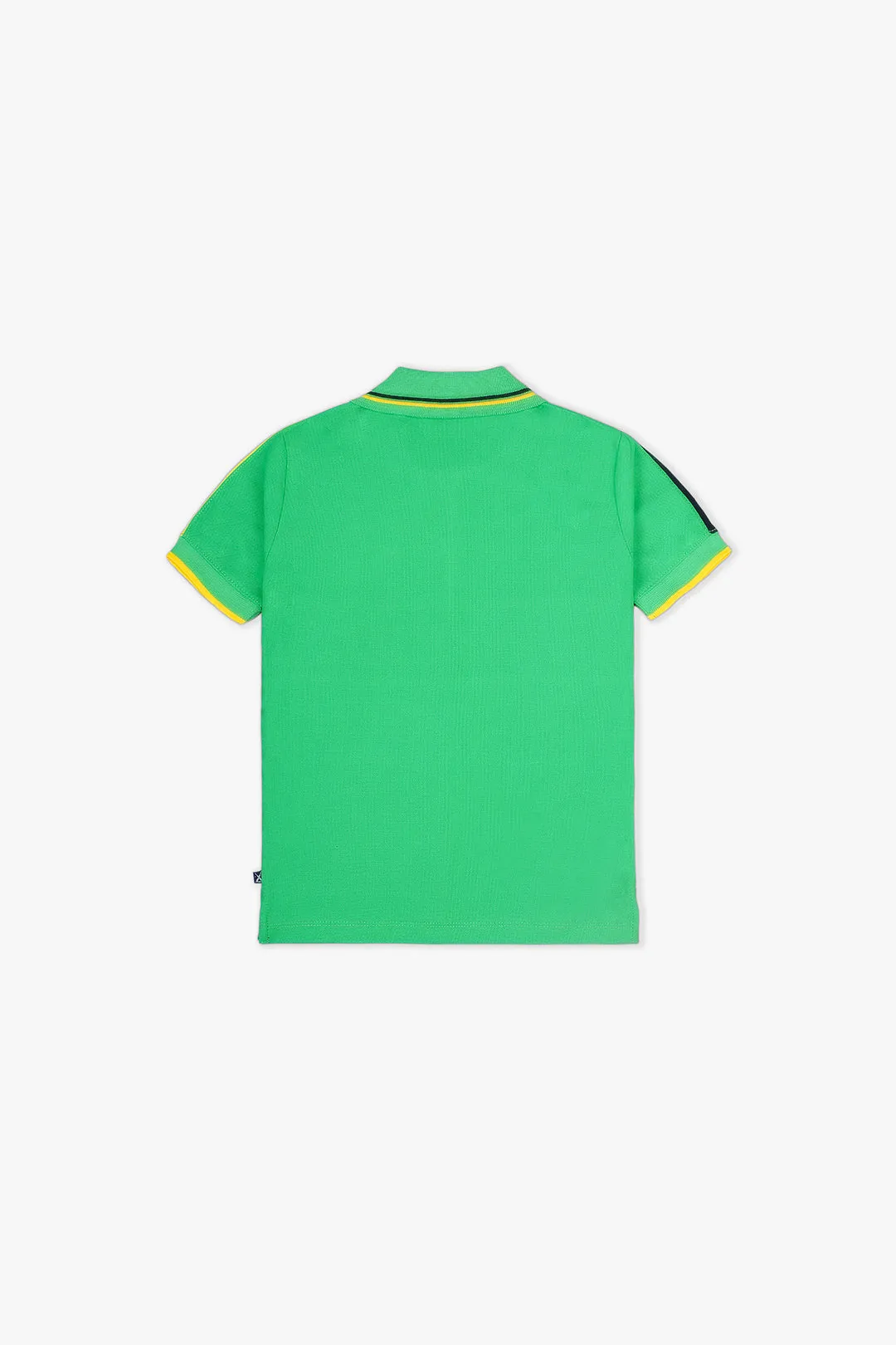 Green Embroidered Emblem Polo For Boys