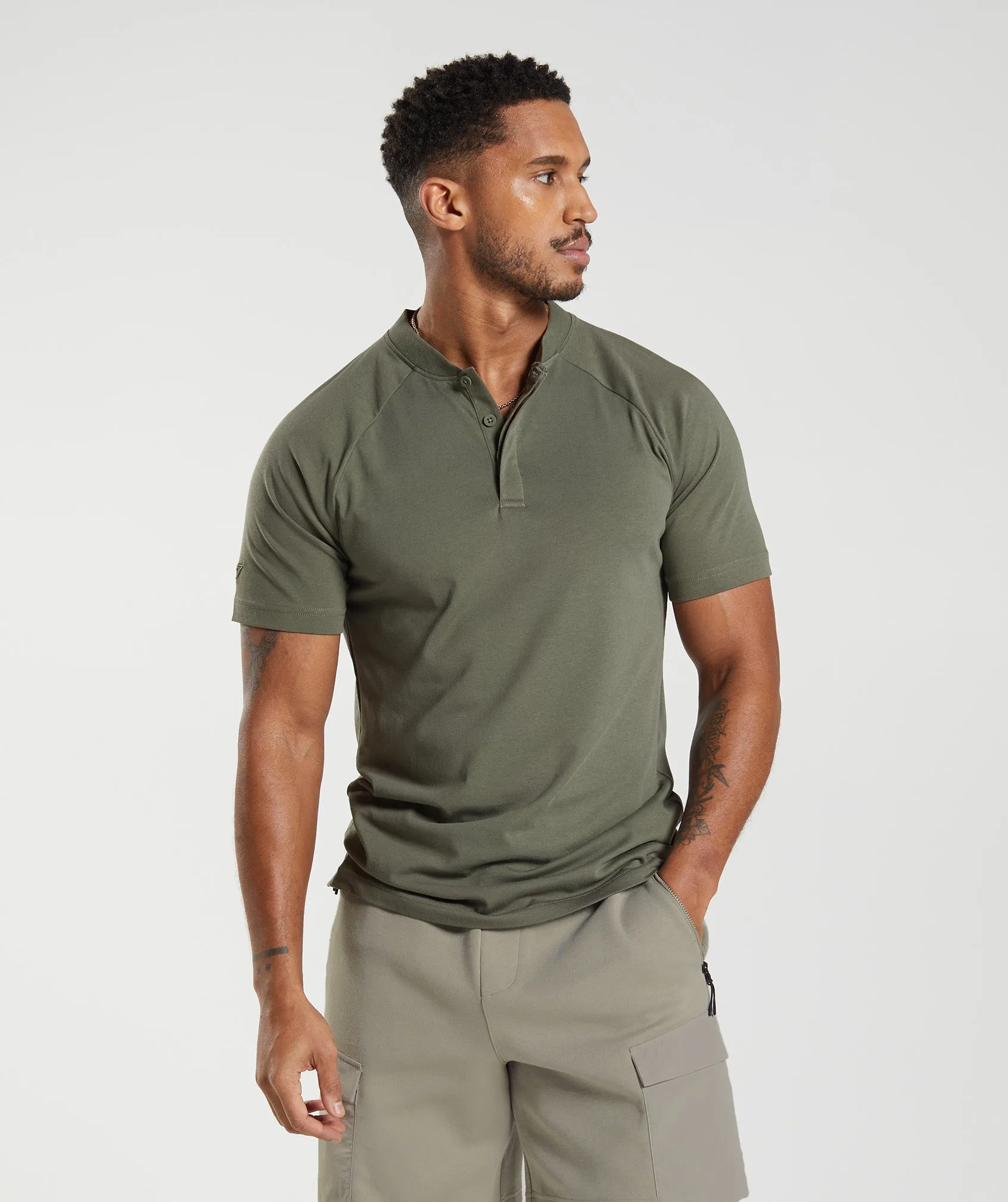 Gymshark Rest Day Commute Polo Shirt - Dusty Olive