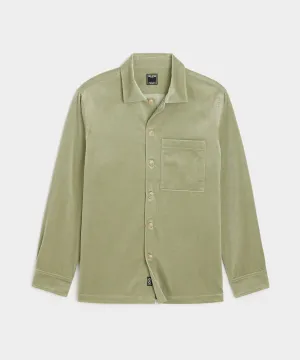 Italian Velvet Overshirt in Dry Sage