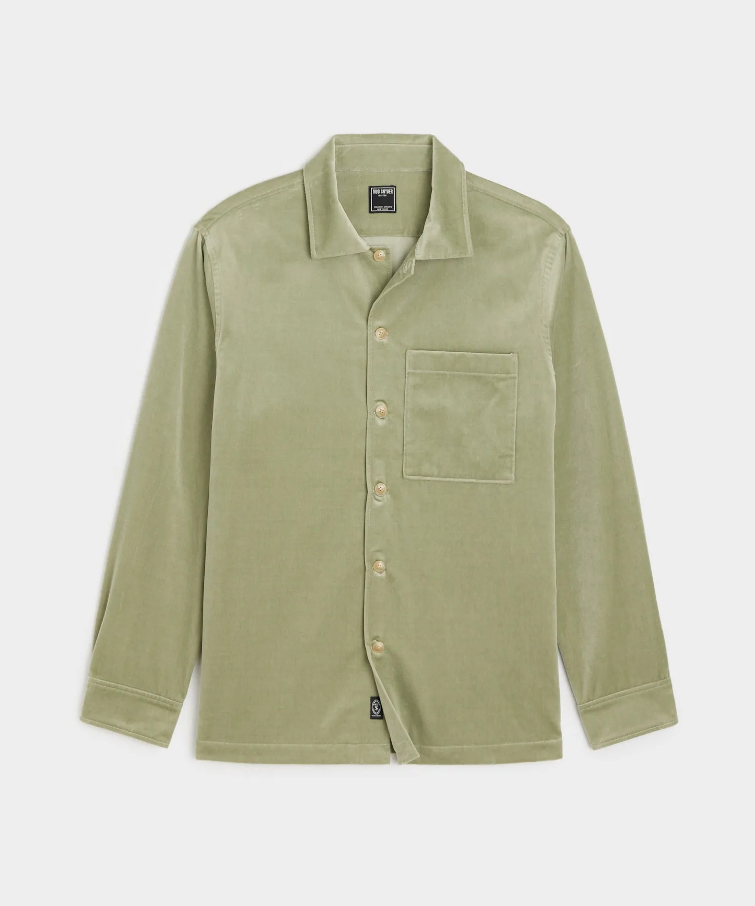 Italian Velvet Overshirt in Dry Sage