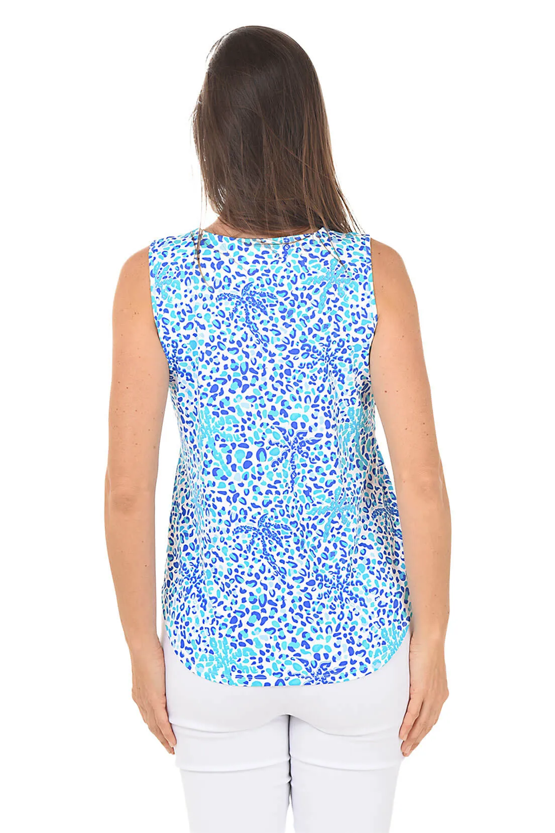 Jungle Cat UPF50  Split Neck Sleeveless Top