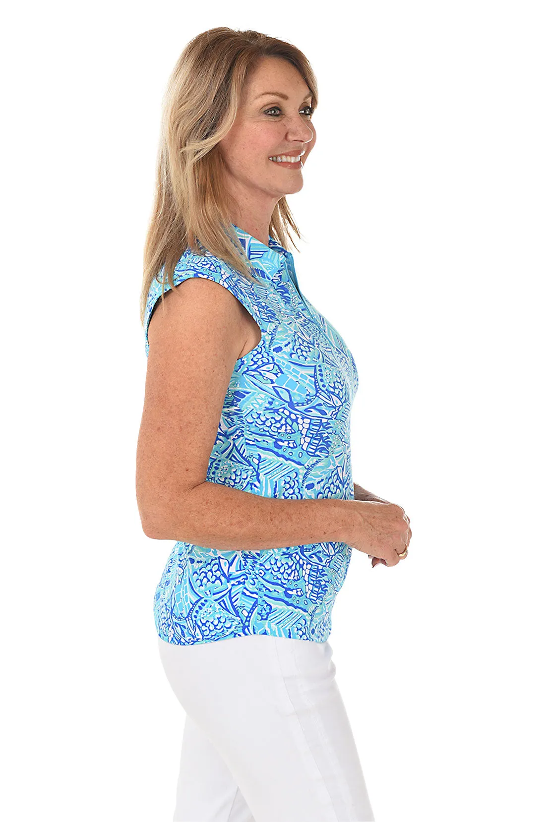 Krista Fish Sleeveless UPF50  Polo Top